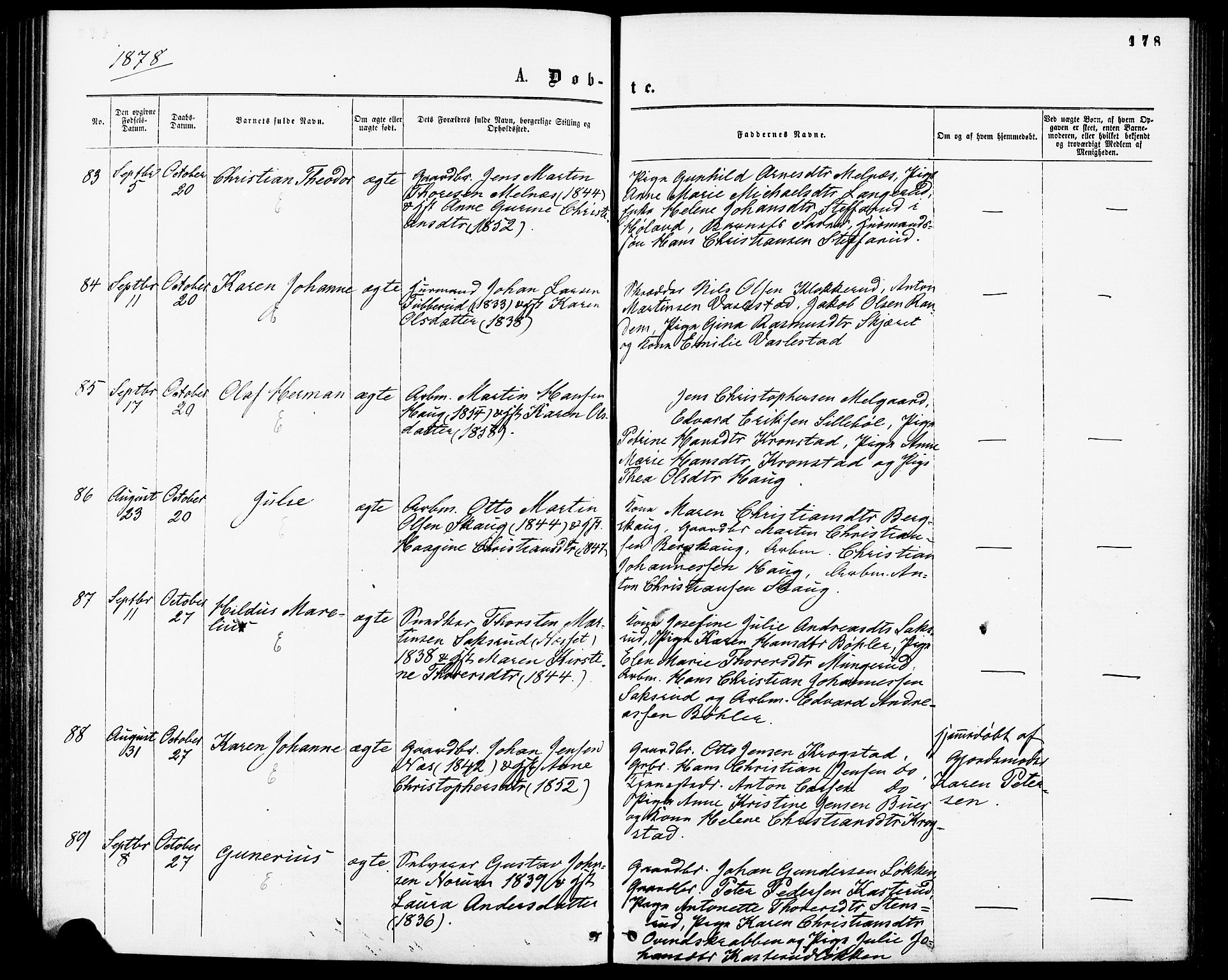 Enebakk prestekontor Kirkebøker, AV/SAO-A-10171c/F/Fa/L0011: Parish register (official) no. I 11, 1862-1882, p. 178