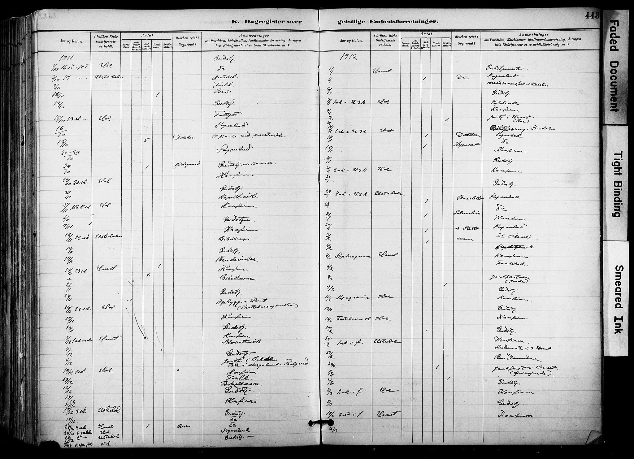 Hol kirkebøker, AV/SAKO-A-227/F/Fa/L0003: Parish register (official) no. I 3, 1887-1918, p. 443