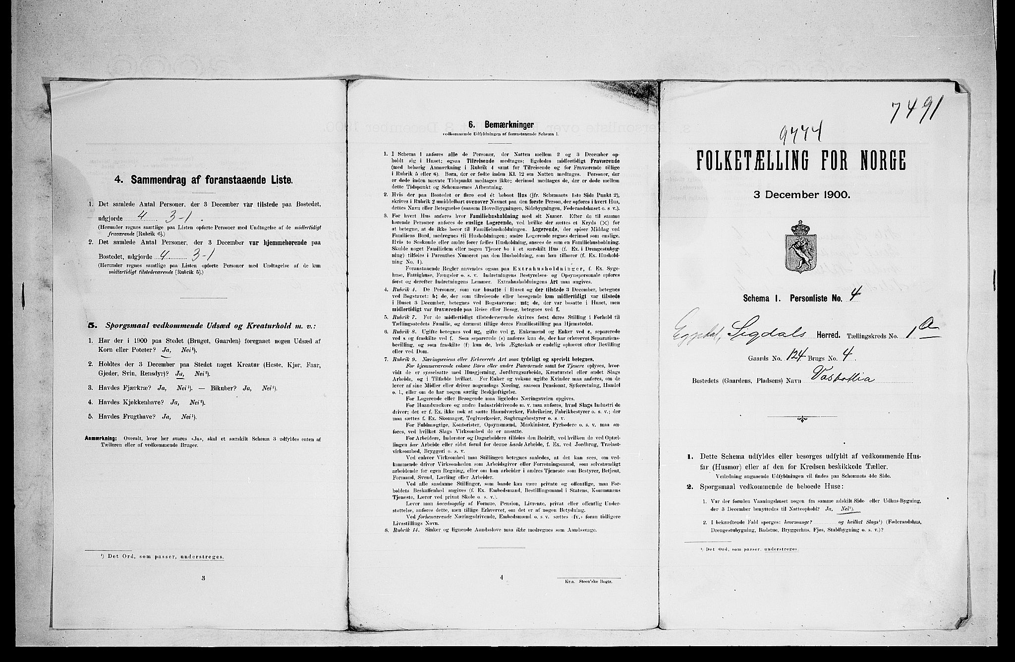 RA, 1900 census for Sigdal, 1900, p. 1806