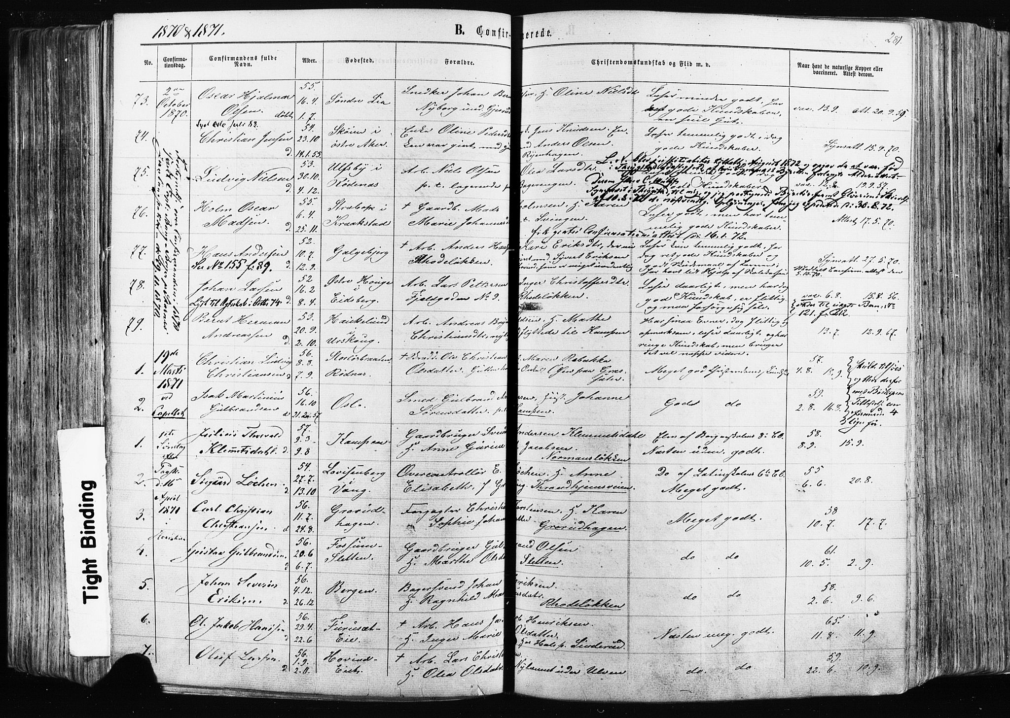 Østre Aker prestekontor Kirkebøker, AV/SAO-A-10840/F/Fa/L0003: Parish register (official) no. I 3, 1869-1875, p. 281