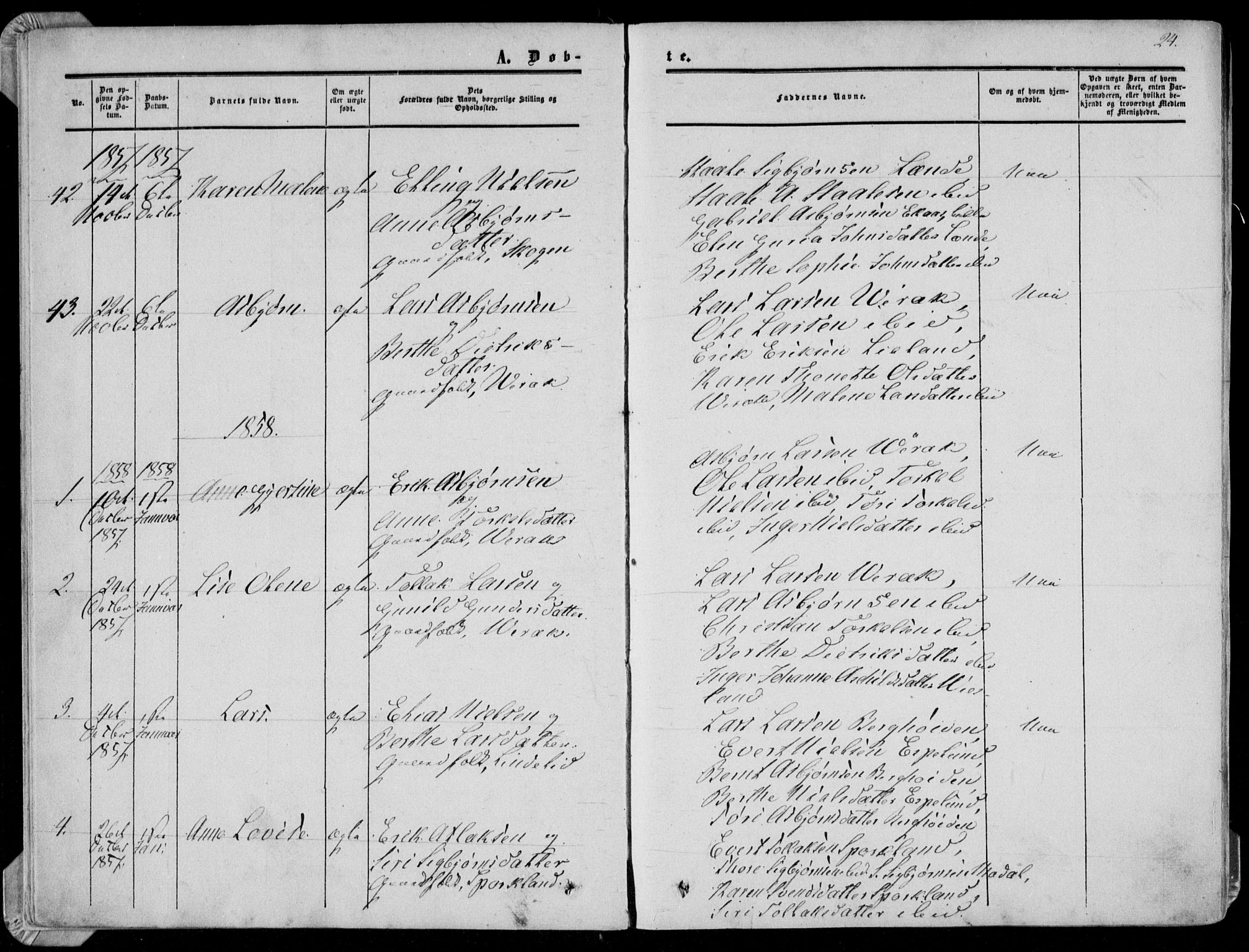 Bakke sokneprestkontor, SAK/1111-0002/F/Fa/Faa/L0006: Parish register (official) no. A 6, 1855-1877, p. 24
