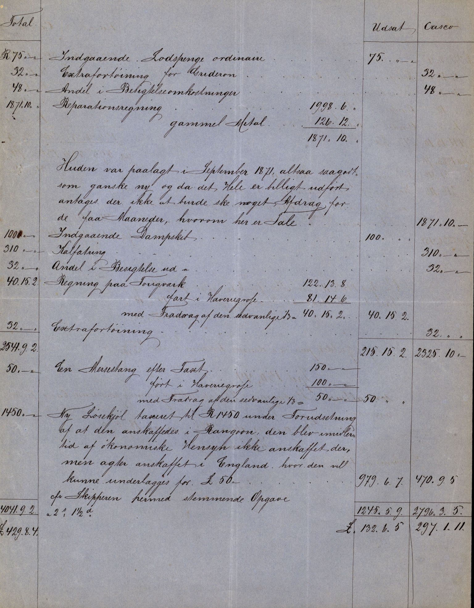 Pa 63 - Østlandske skibsassuranceforening, VEMU/A-1079/G/Ga/L0003/0029: Havaridokumenter / Prinds Oscar Fredrik, 1872