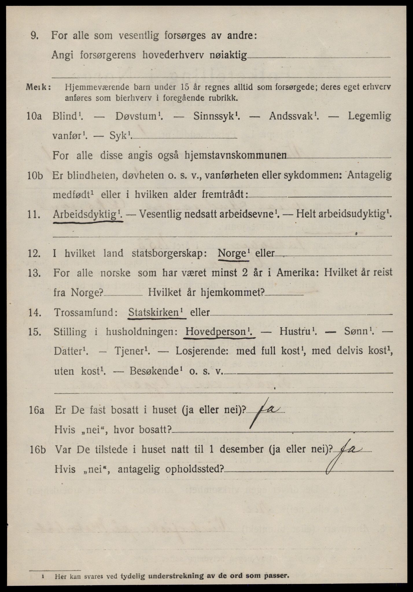 SAT, 1920 census for Volda, 1920, p. 1953