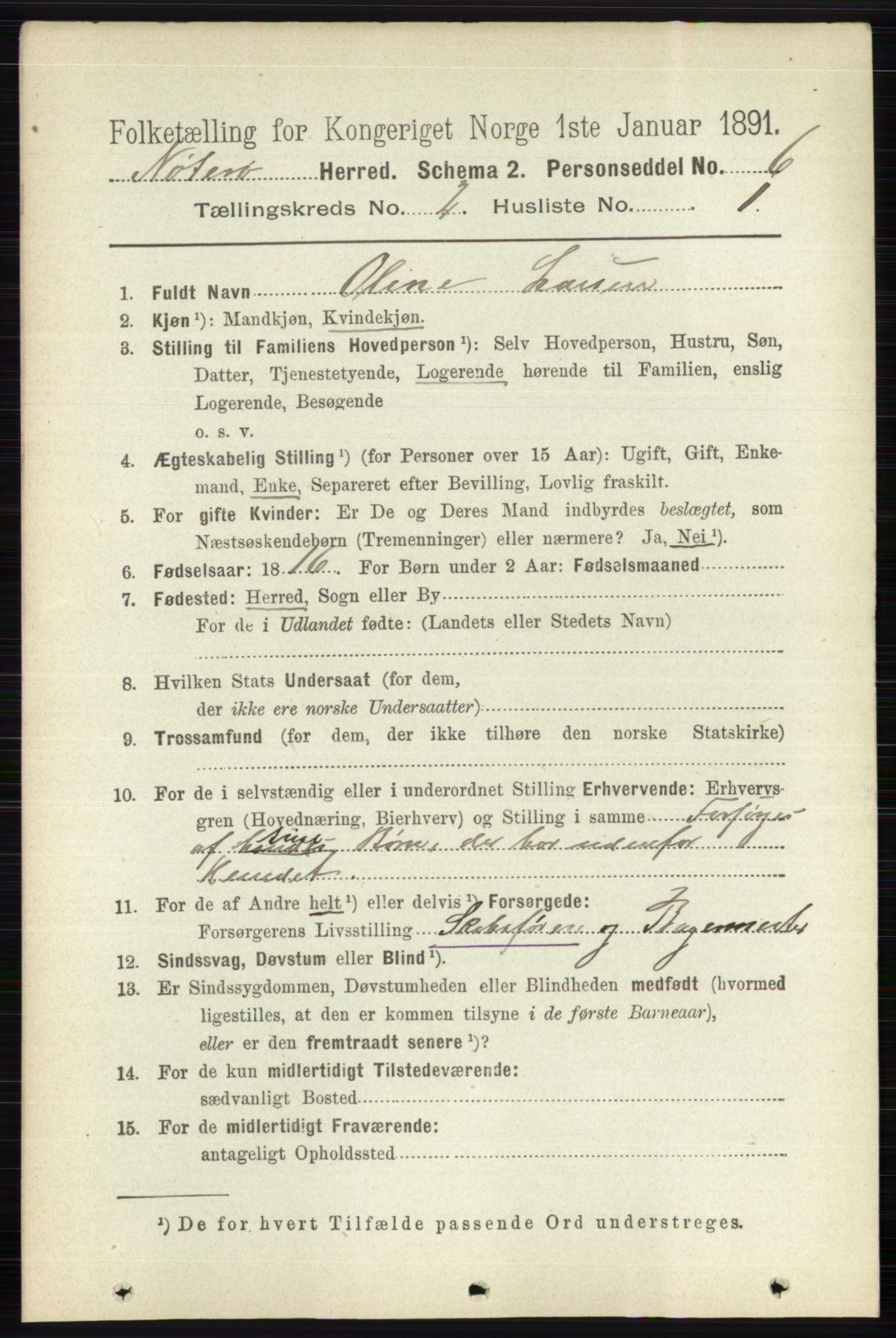 RA, 1891 census for 0722 Nøtterøy, 1891, p. 847