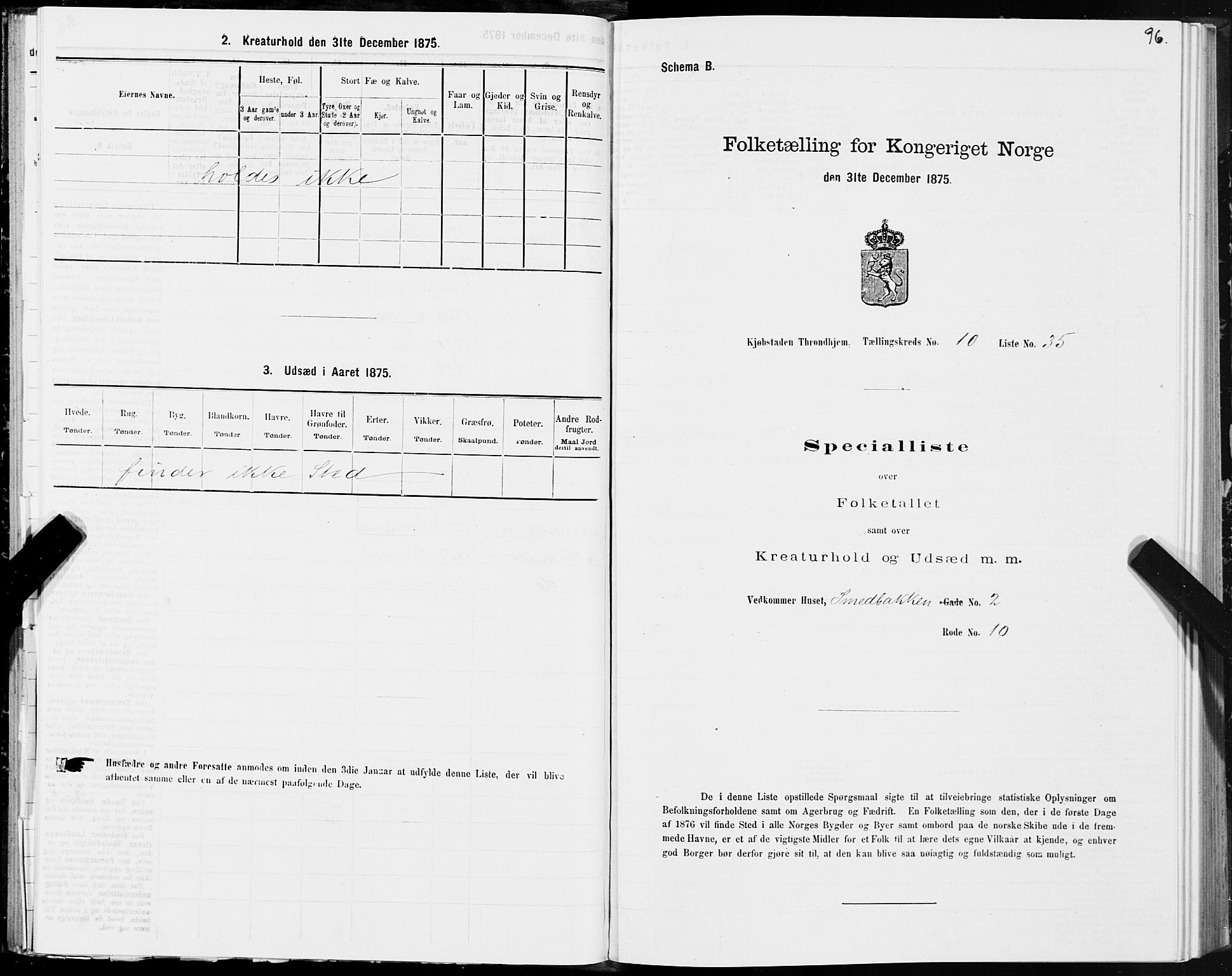 SAT, 1875 census for 1601 Trondheim, 1875, p. 6096