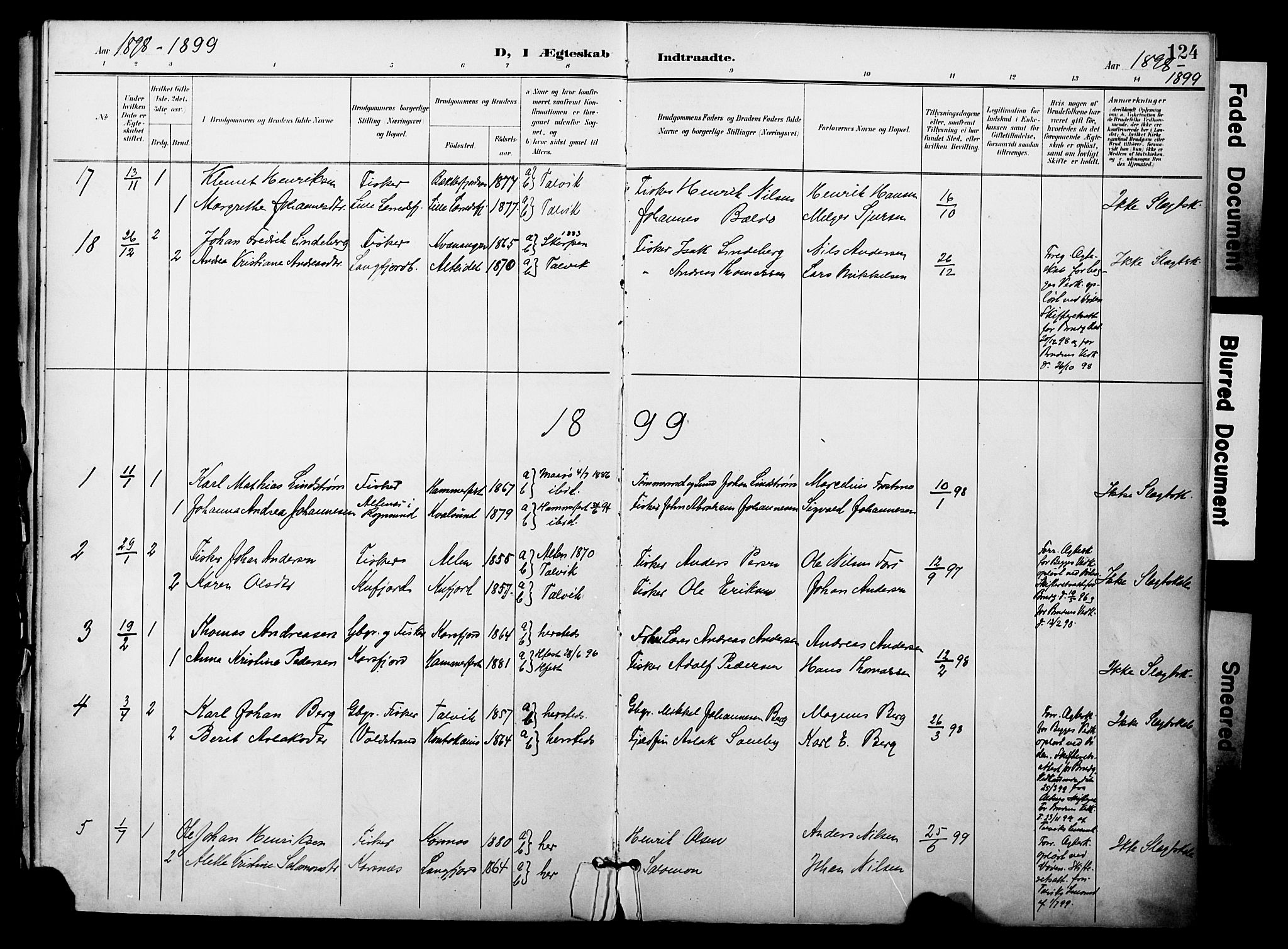 Talvik sokneprestkontor, SATØ/S-1337/H/Ha/L0014kirke: Parish register (official) no. 14, 1897-1905, p. 124