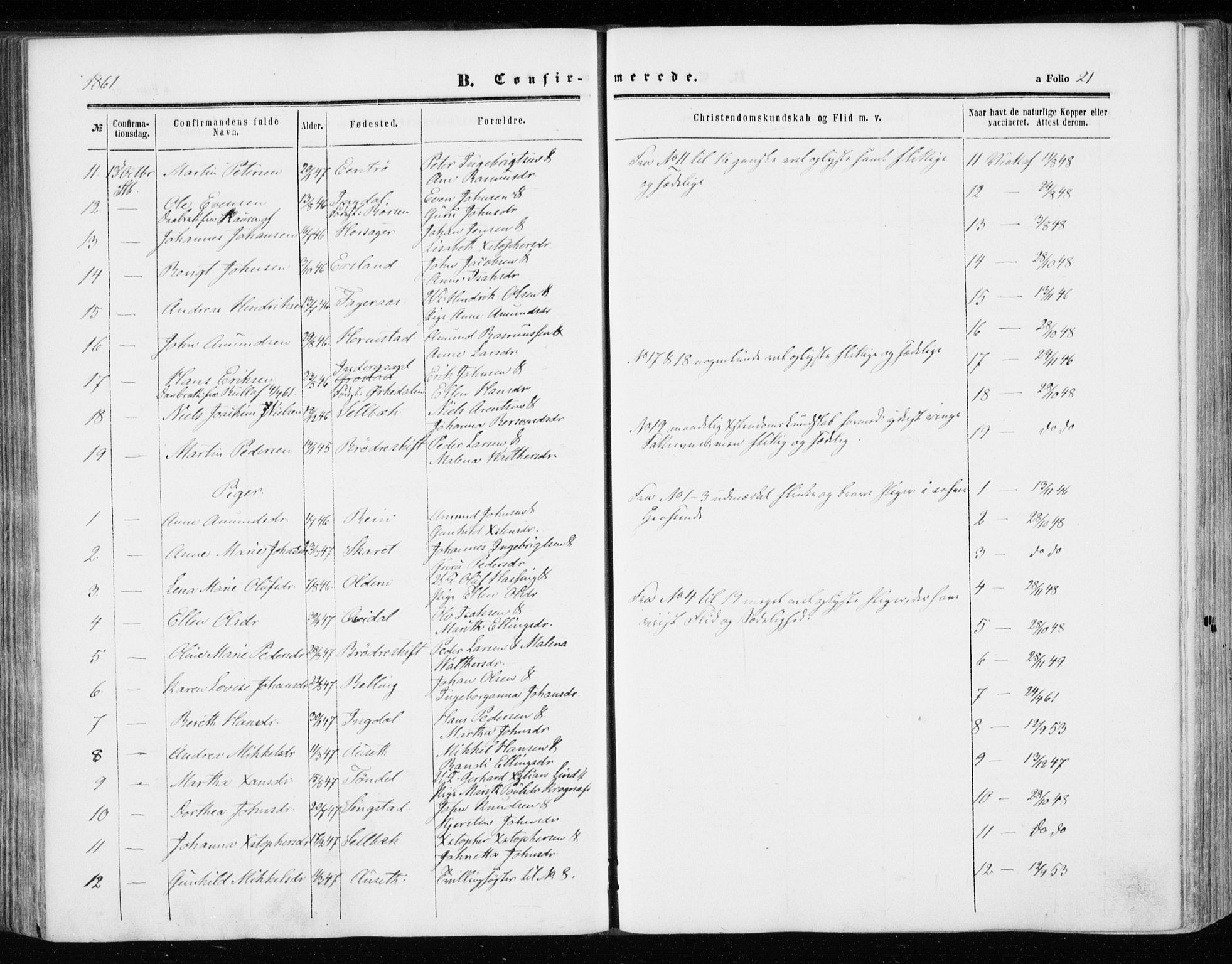 Ministerialprotokoller, klokkerbøker og fødselsregistre - Sør-Trøndelag, AV/SAT-A-1456/646/L0612: Parish register (official) no. 646A10, 1858-1869, p. 21