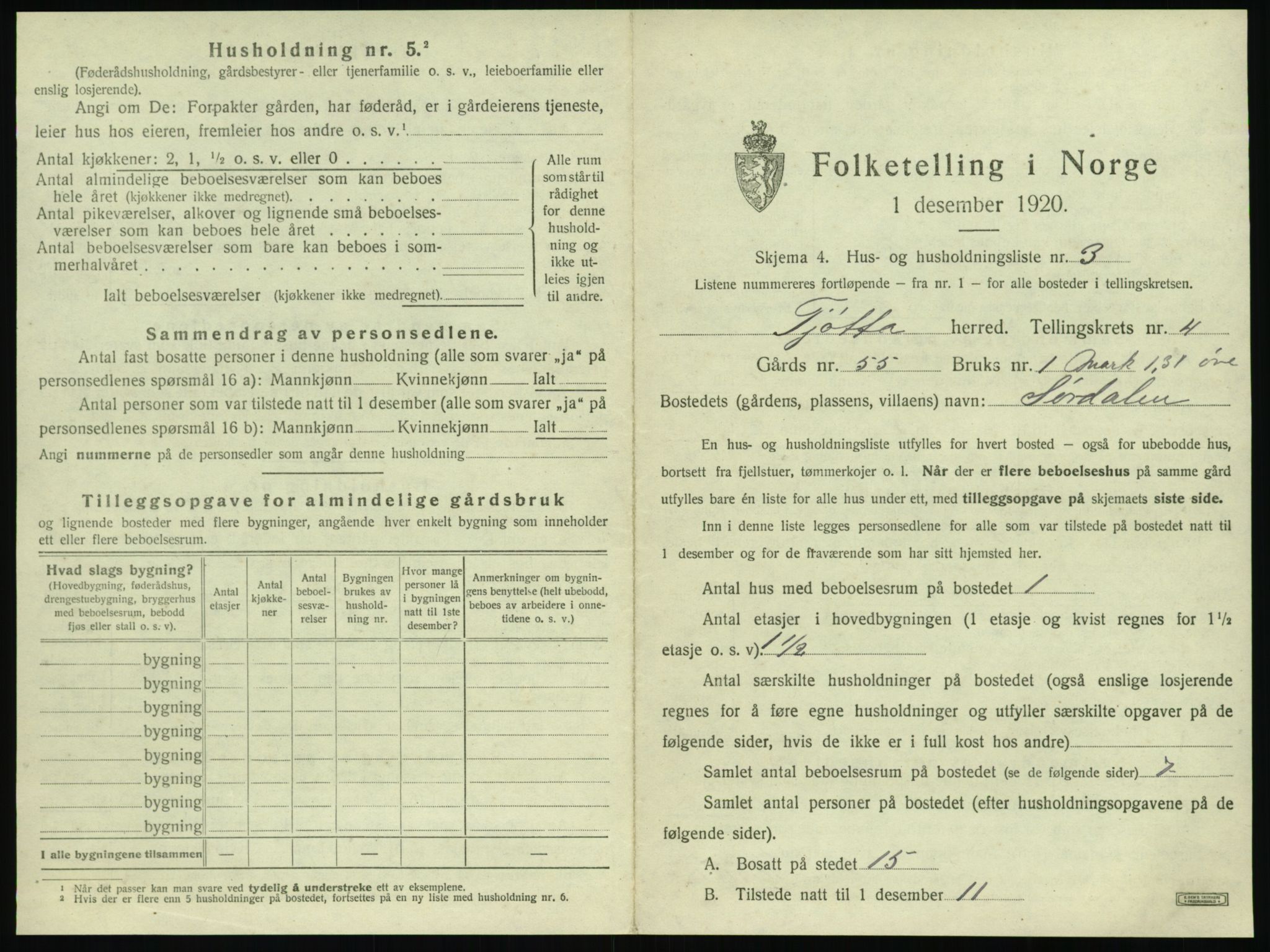 SAT, 1920 census for Tjøtta, 1920, p. 183