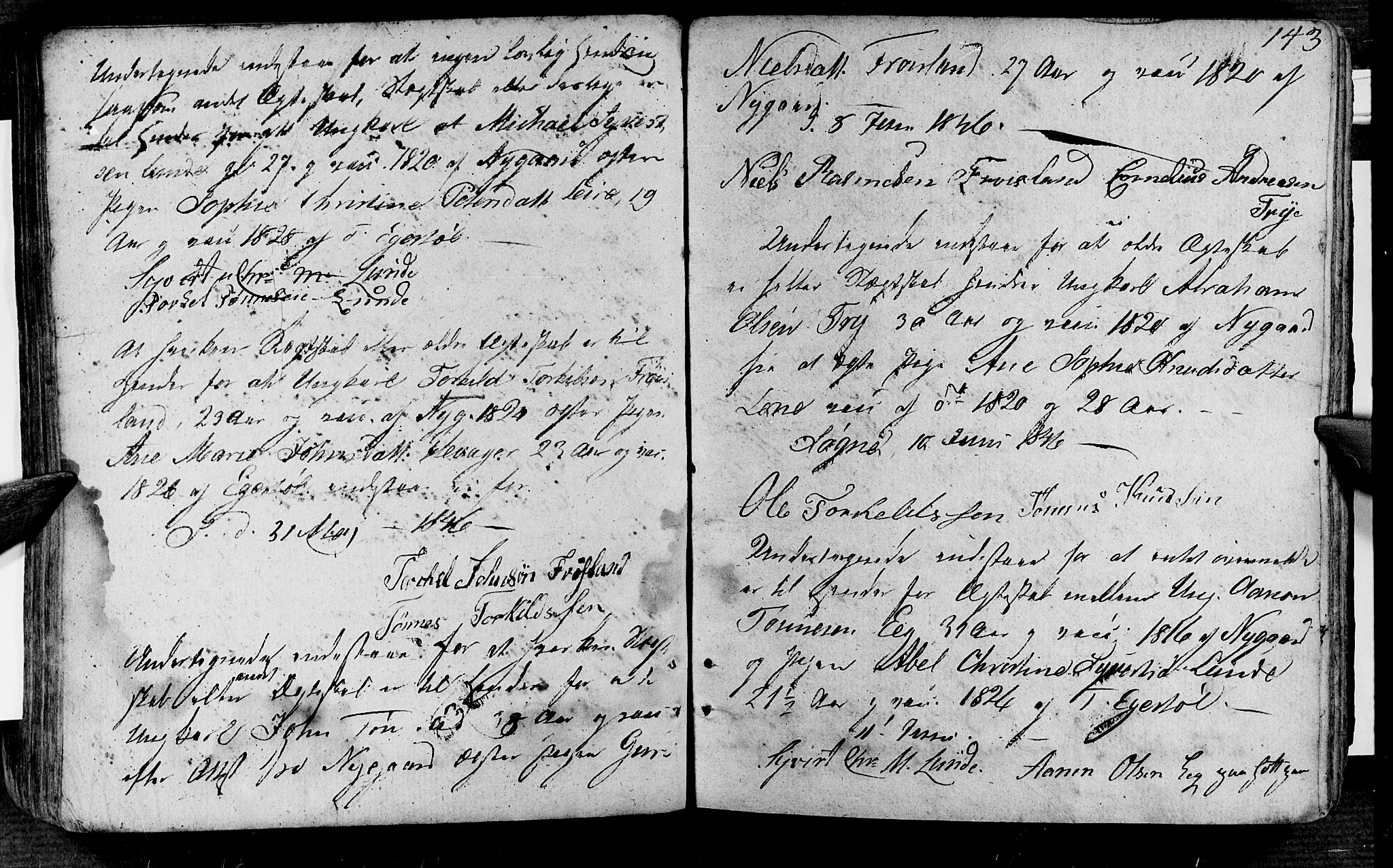 Søgne sokneprestkontor, SAK/1111-0037/F/Fa/Fab/L0007: Parish register (official) no. A 7, 1791-1851, p. 143