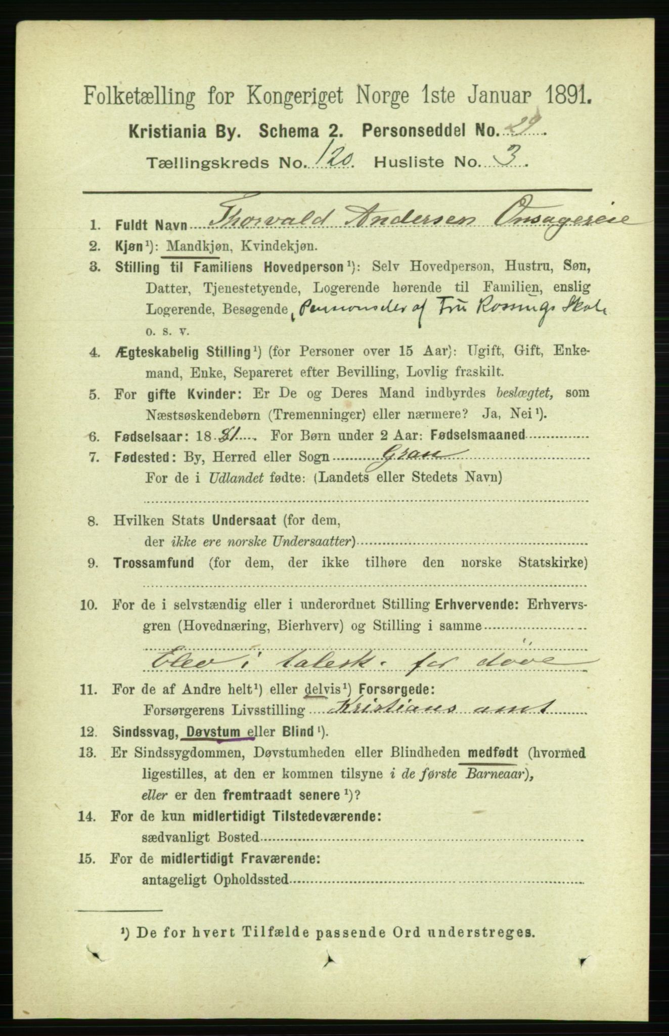 RA, 1891 census for 0301 Kristiania, 1891, p. 64031