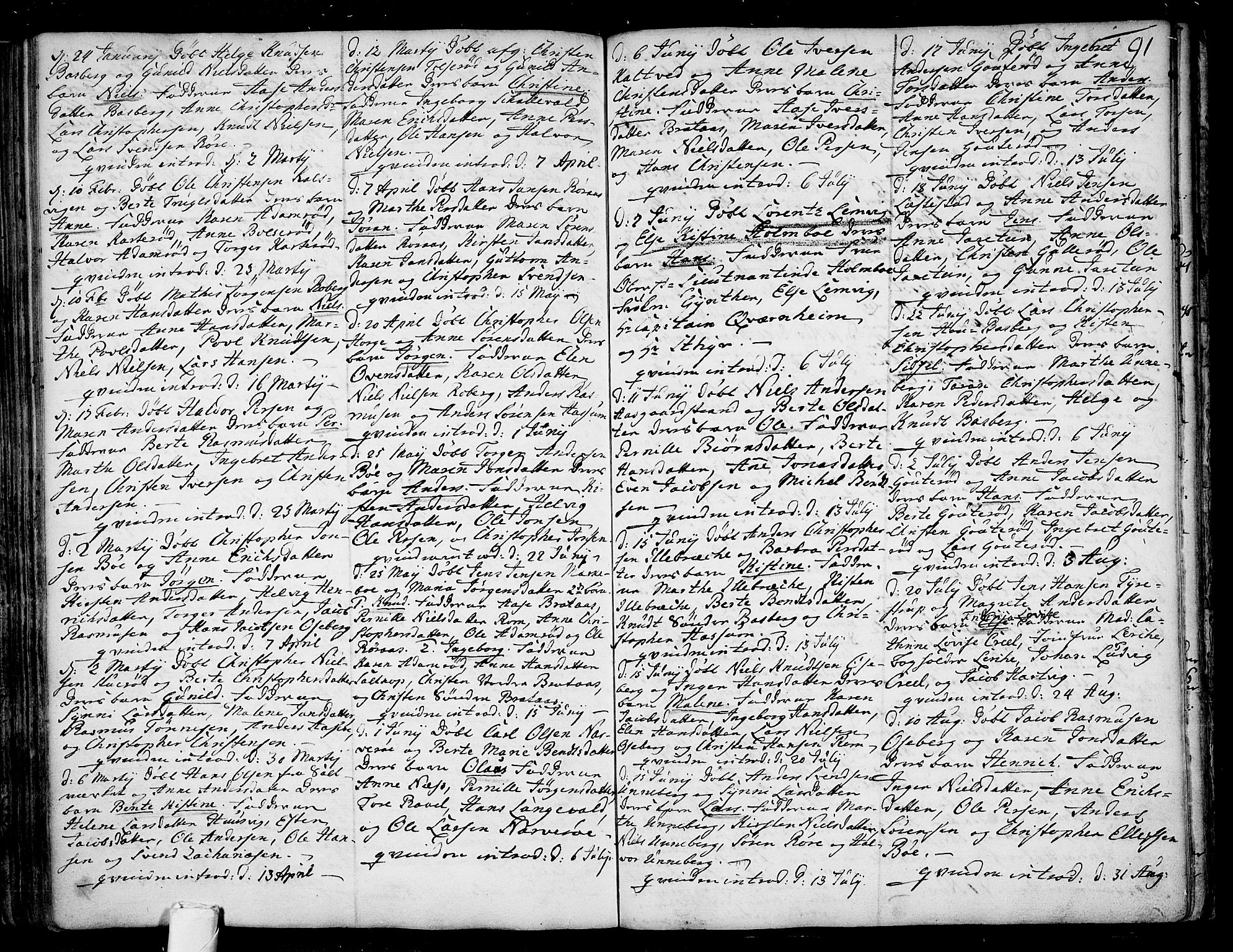 Sem kirkebøker, SAKO/A-5/F/Fb/L0001: Parish register (official) no. II 1, 1702-1764, p. 91