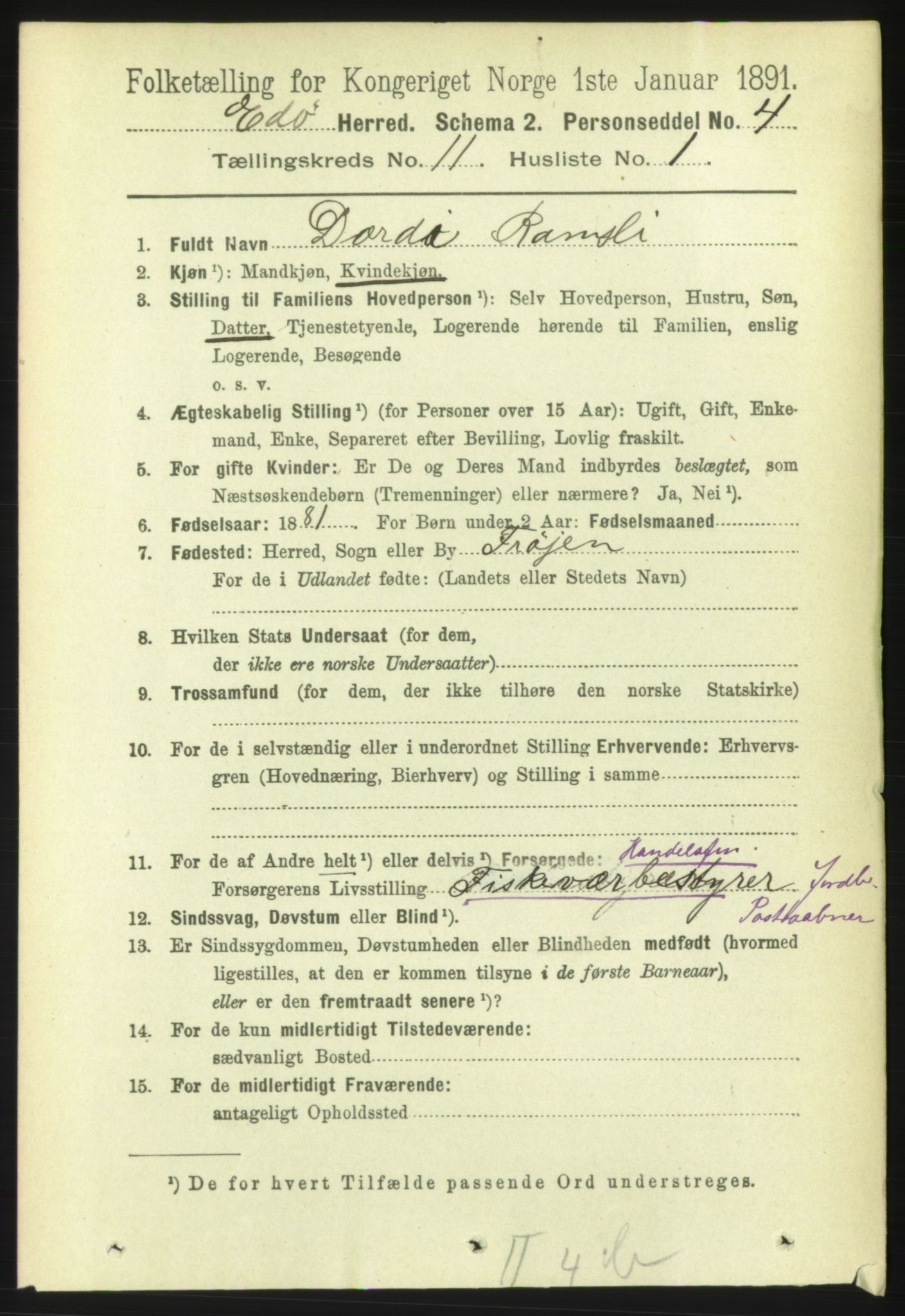 RA, 1891 census for 1573 Edøy, 1891, p. 2958