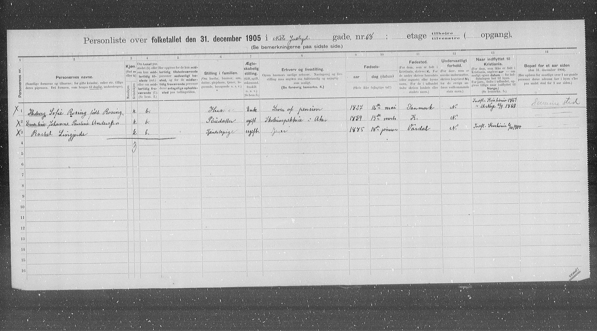 OBA, Municipal Census 1905 for Kristiania, 1905, p. 37405