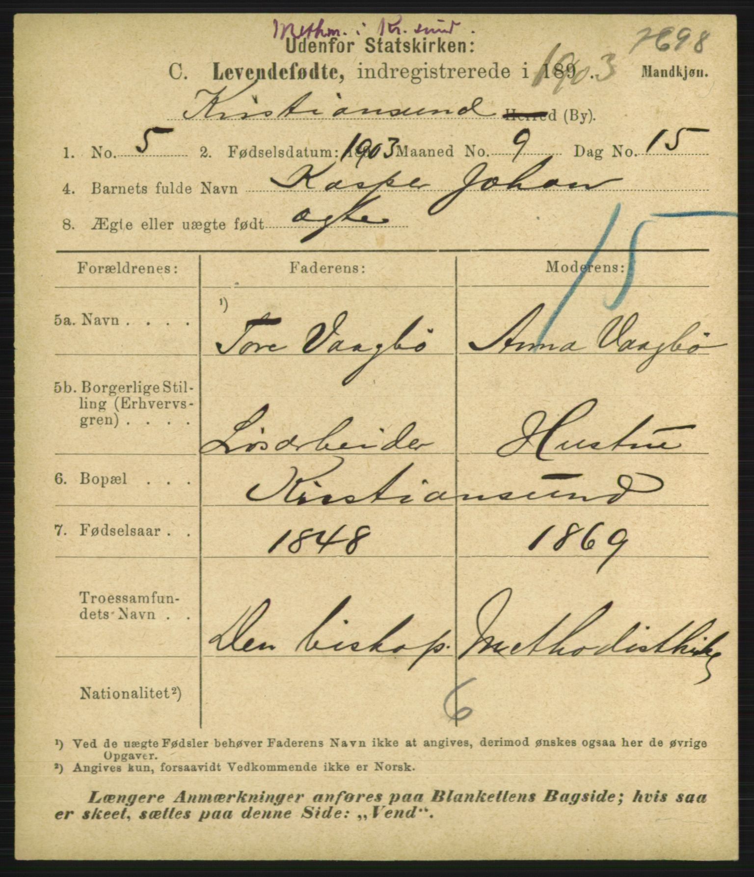 Statistisk sentralbyrå, Sosiodemografiske emner, Befolkning, RA/S-2228/D/Df/Dfa/Dfaa/L0016: Romsdal amt: Fødte, gifte, døde., 1903, p. 465