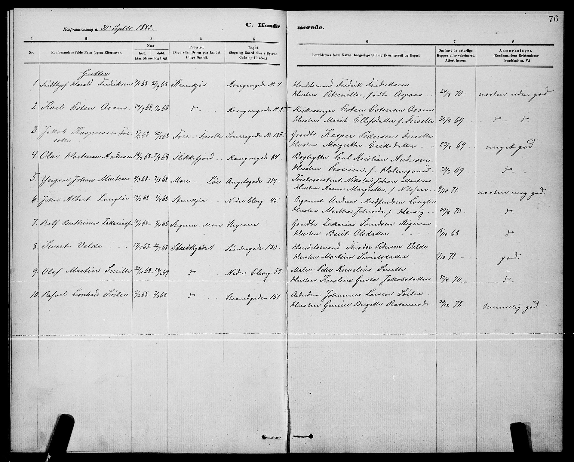 Ministerialprotokoller, klokkerbøker og fødselsregistre - Nord-Trøndelag, SAT/A-1458/739/L0374: Parish register (copy) no. 739C02, 1883-1898, p. 76
