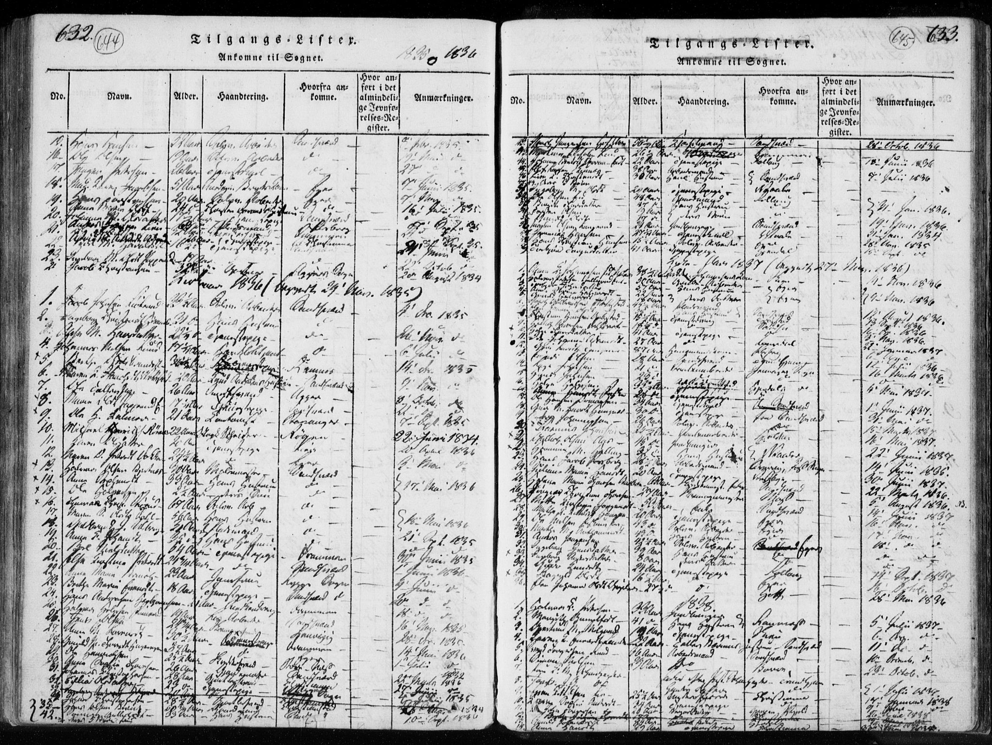 Kongsberg kirkebøker, SAKO/A-22/F/Fa/L0008: Parish register (official) no. I 8, 1816-1839, p. 644-645