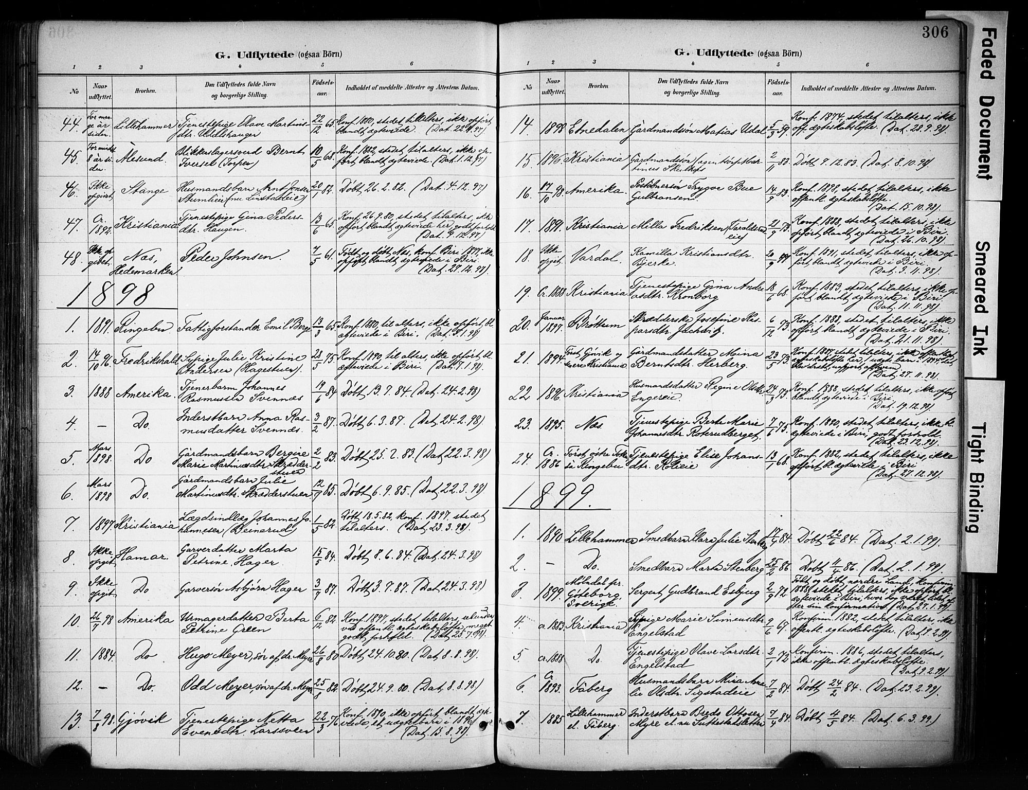 Biri prestekontor, SAH/PREST-096/H/Ha/Haa/L0009: Parish register (official) no. 9, 1887-1900, p. 306