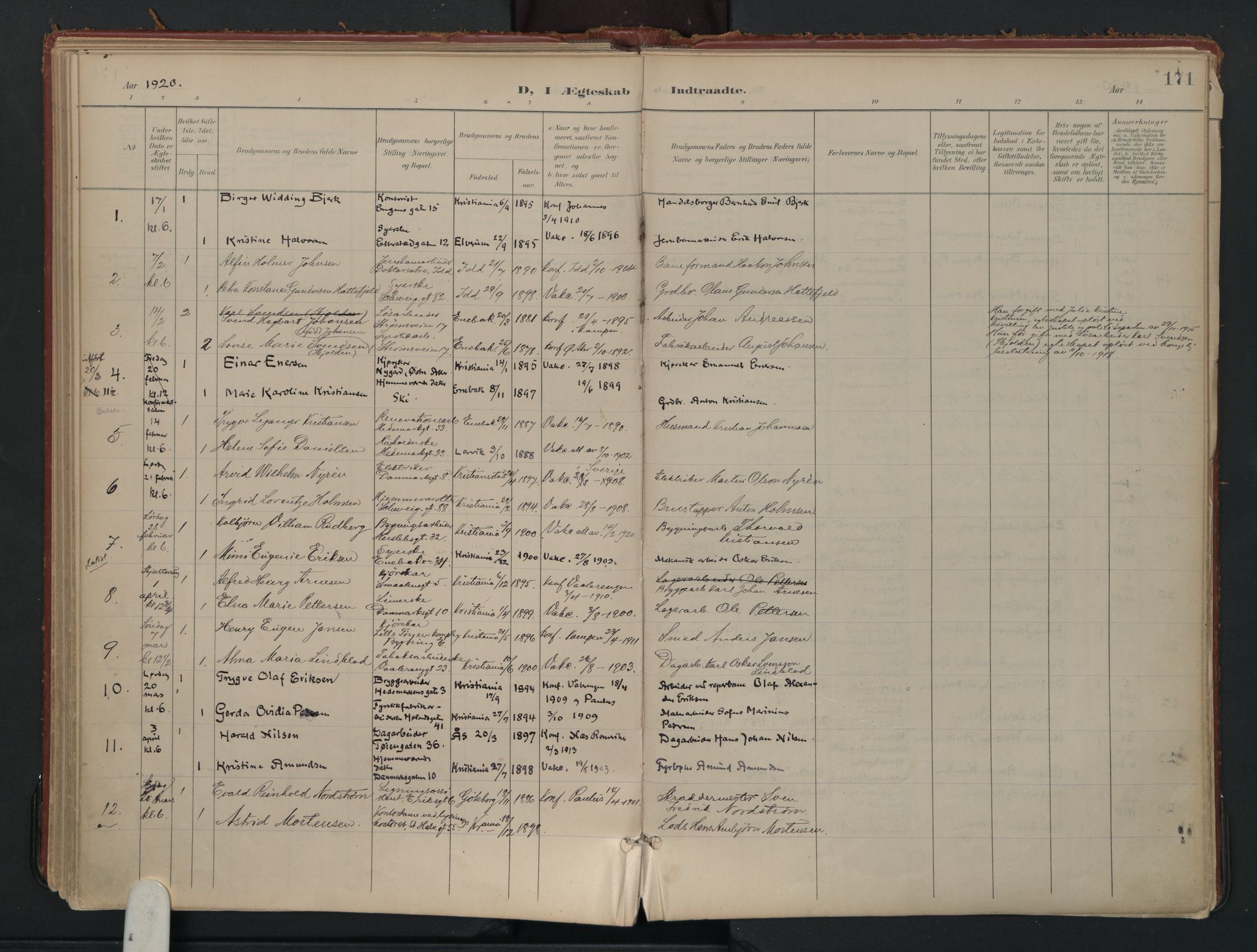 Vålerengen prestekontor Kirkebøker, AV/SAO-A-10878/F/Fa/L0002: Parish register (official) no. 2, 1899-1924, p. 171