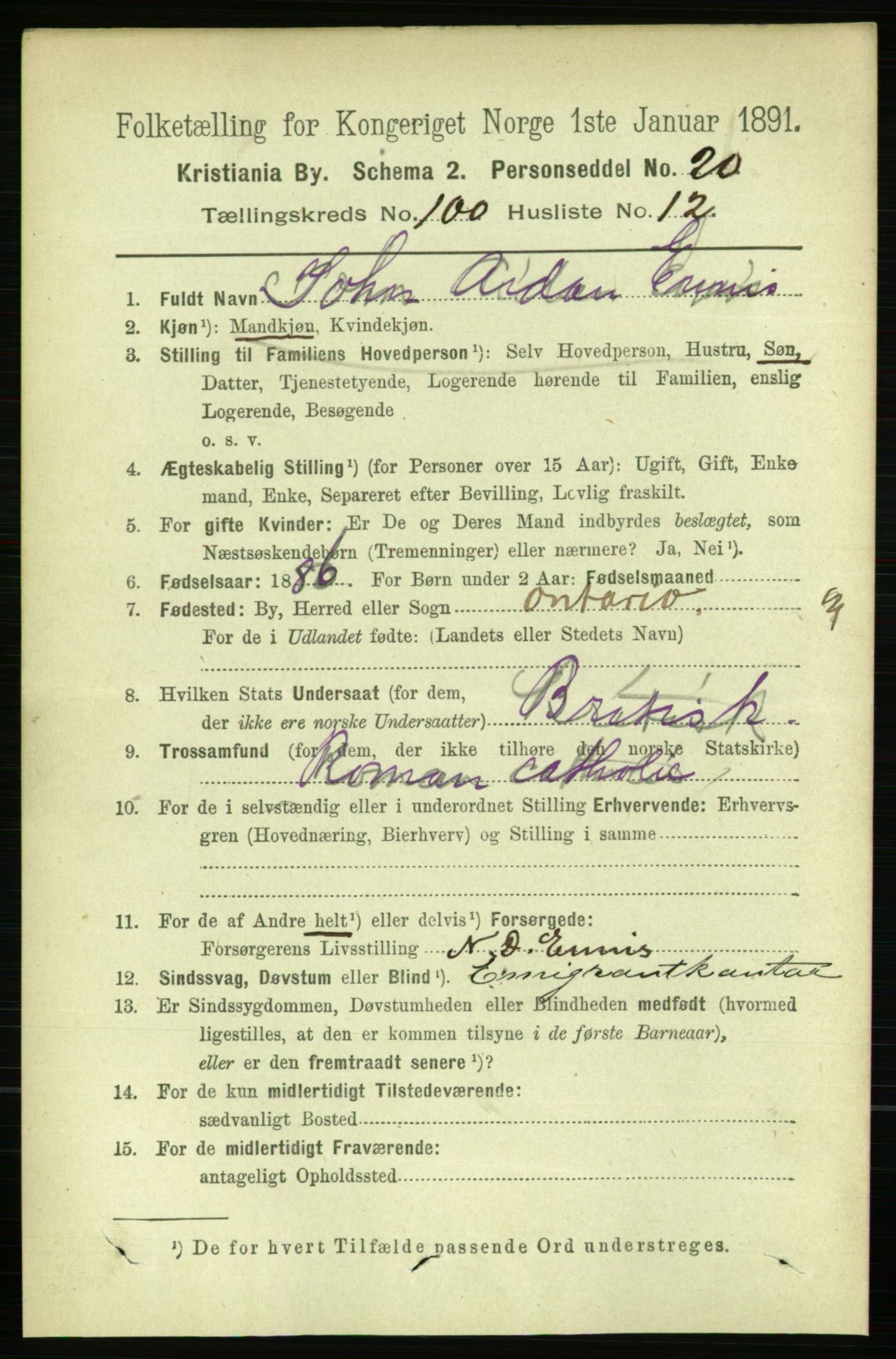 RA, 1891 census for 0301 Kristiania, 1891, p. 49626