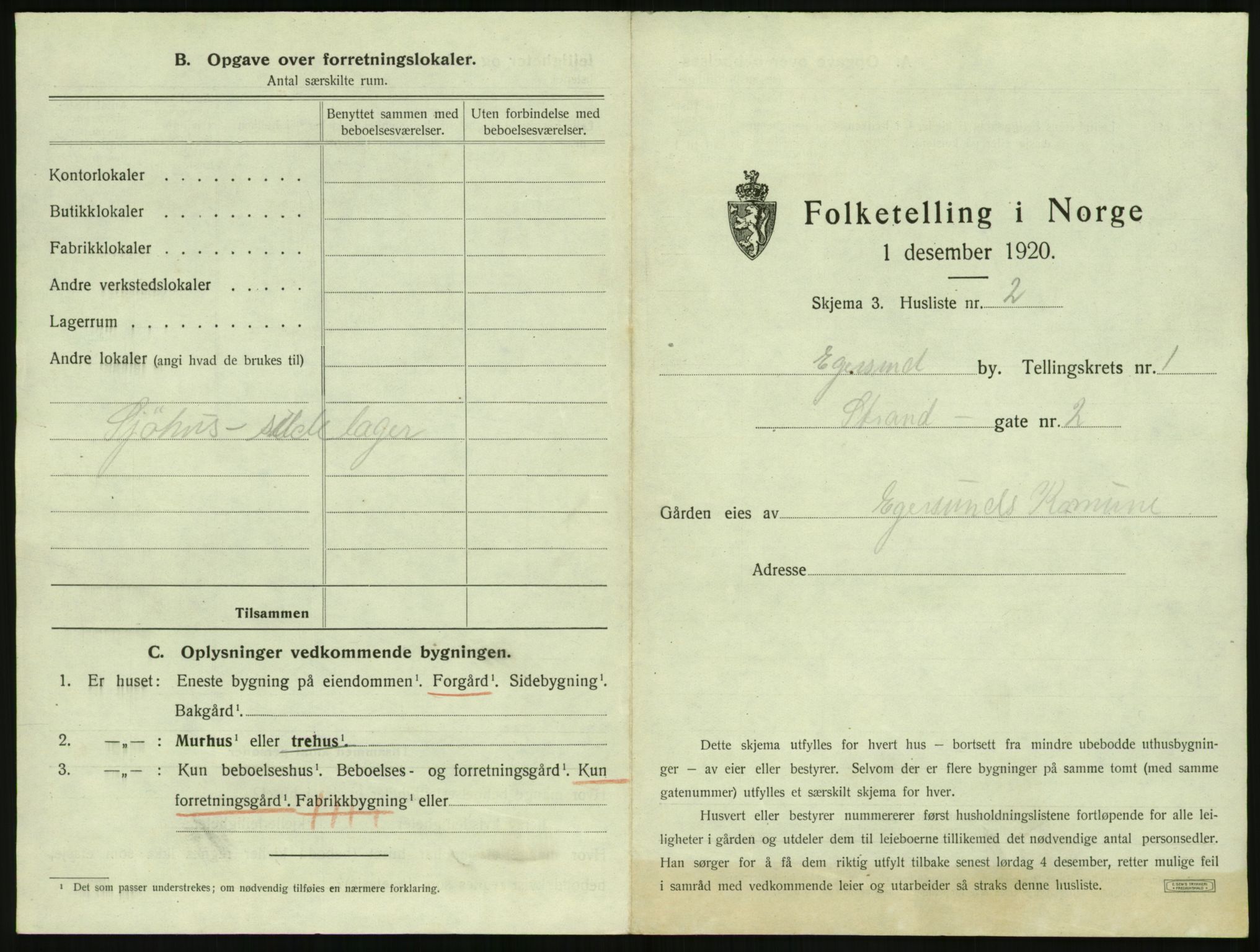 SAST, 1920 census for Egersund town, 1920, p. 28