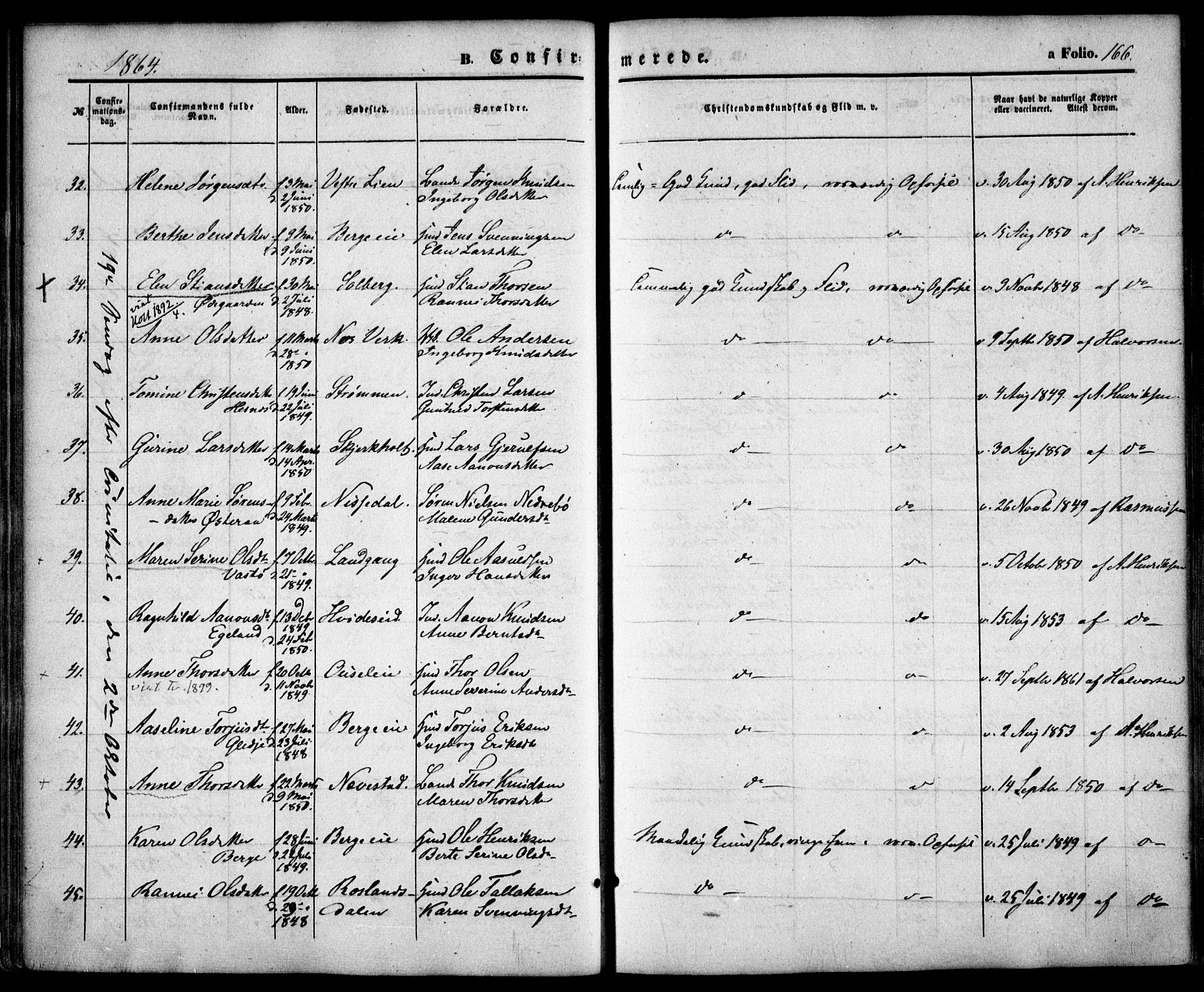 Holt sokneprestkontor, AV/SAK-1111-0021/F/Fa/L0009: Parish register (official) no. A 9, 1861-1871, p. 166