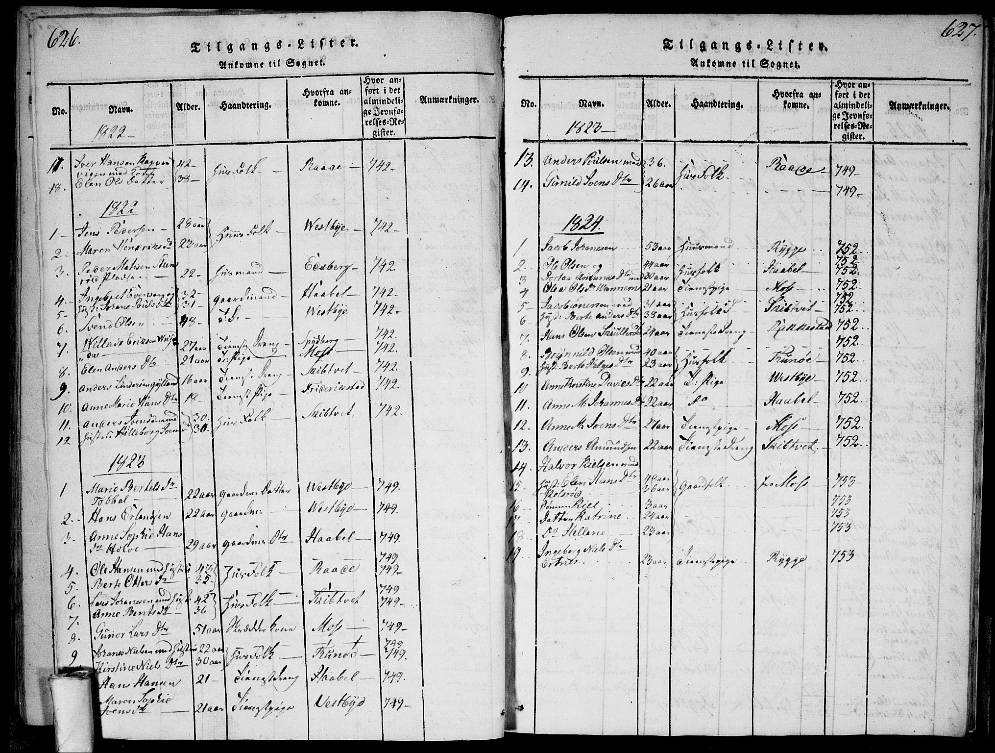 Våler prestekontor Kirkebøker, AV/SAO-A-11083/G/Ga/L0001: Parish register (copy) no. I 1, 1815-1839, p. 626-627