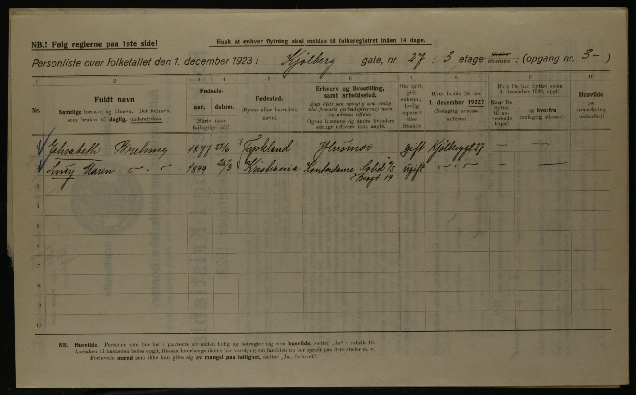 OBA, Municipal Census 1923 for Kristiania, 1923, p. 58210