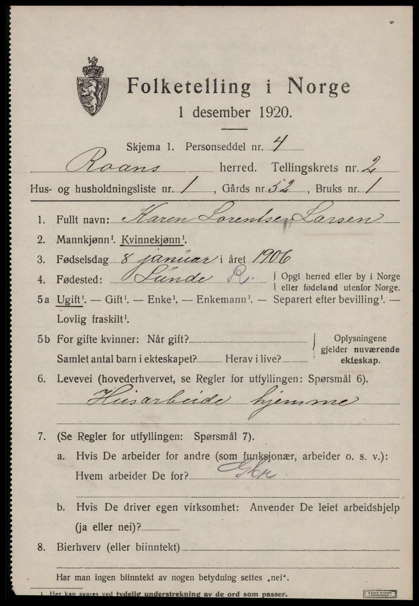 SAT, 1920 census for Roan, 1920, p. 1753