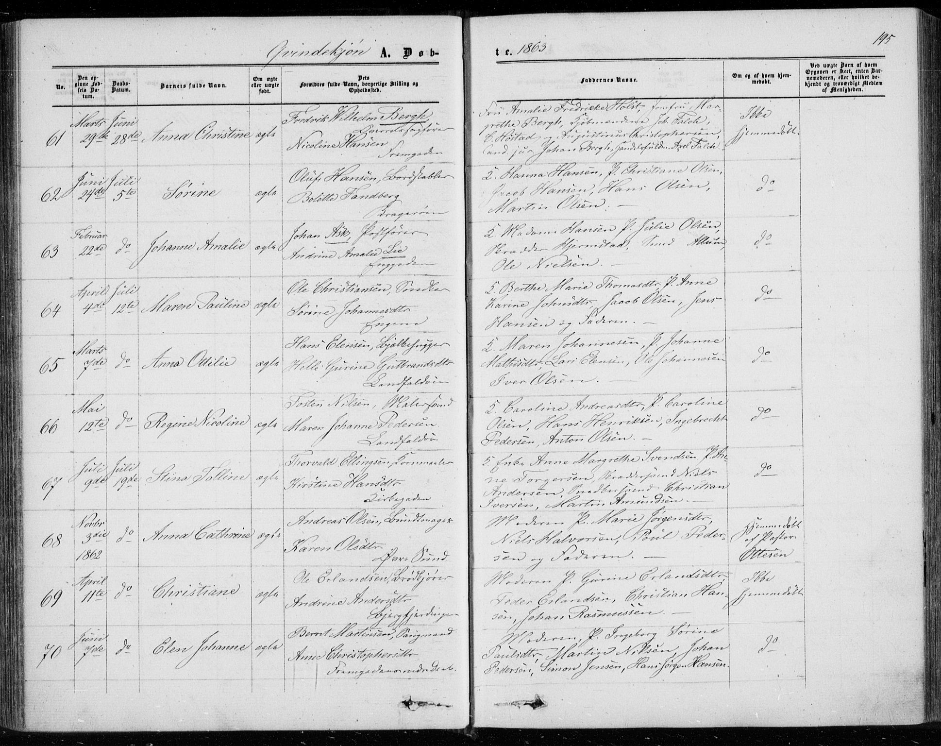 Bragernes kirkebøker, AV/SAKO-A-6/F/Fb/L0003: Parish register (official) no. II 3, 1860-1868, p. 195