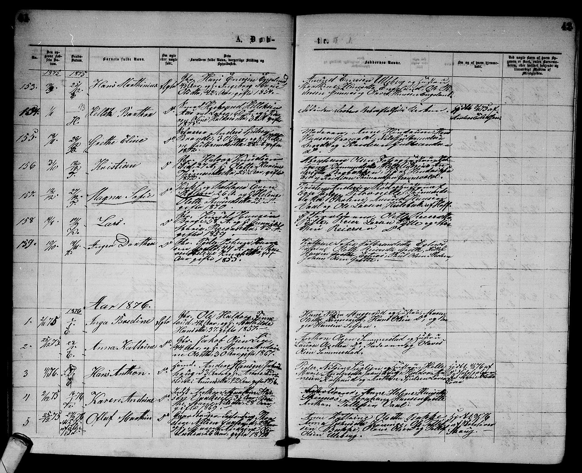 Sandsvær kirkebøker, AV/SAKO-A-244/G/Gb/L0001: Parish register (copy) no. II 1, 1874-1885, p. 41-42