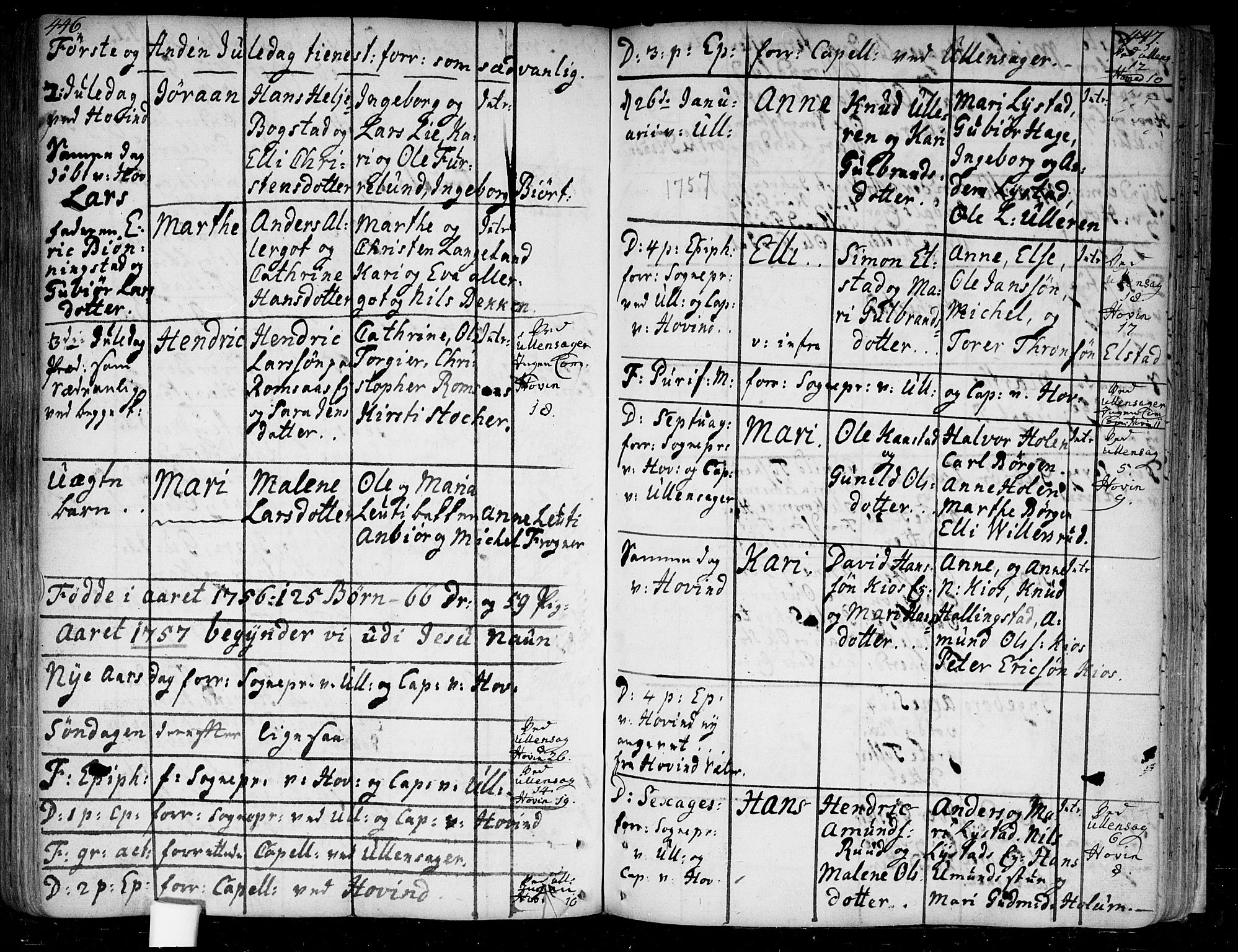 Ullensaker prestekontor Kirkebøker, AV/SAO-A-10236a/F/Fa/L0005: Parish register (official) no. I 5, 1733-1762, p. 446-447