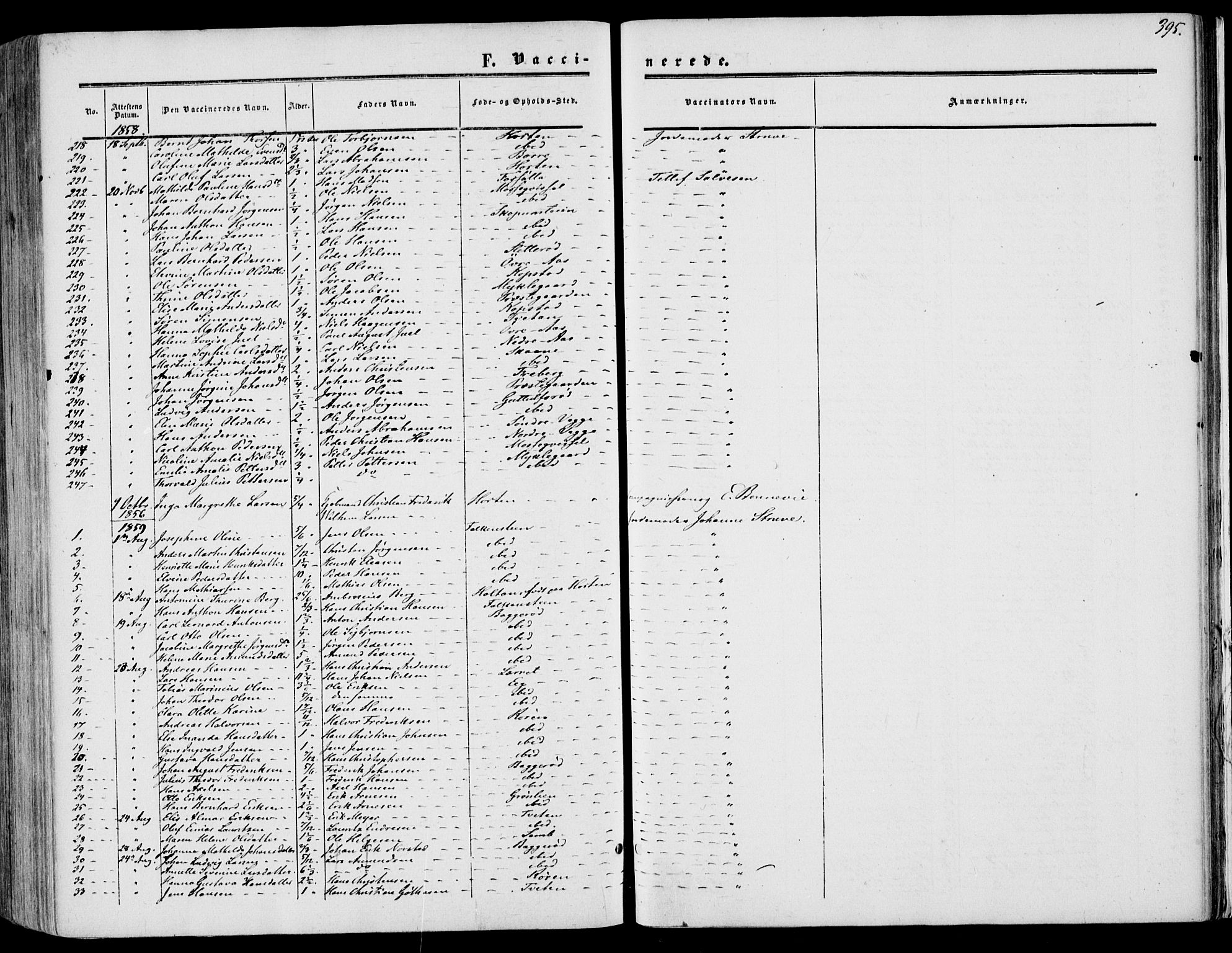 Borre kirkebøker, SAKO/A-338/F/Fa/L0006: Parish register (official) no. I 6, 1852-1862, p. 395