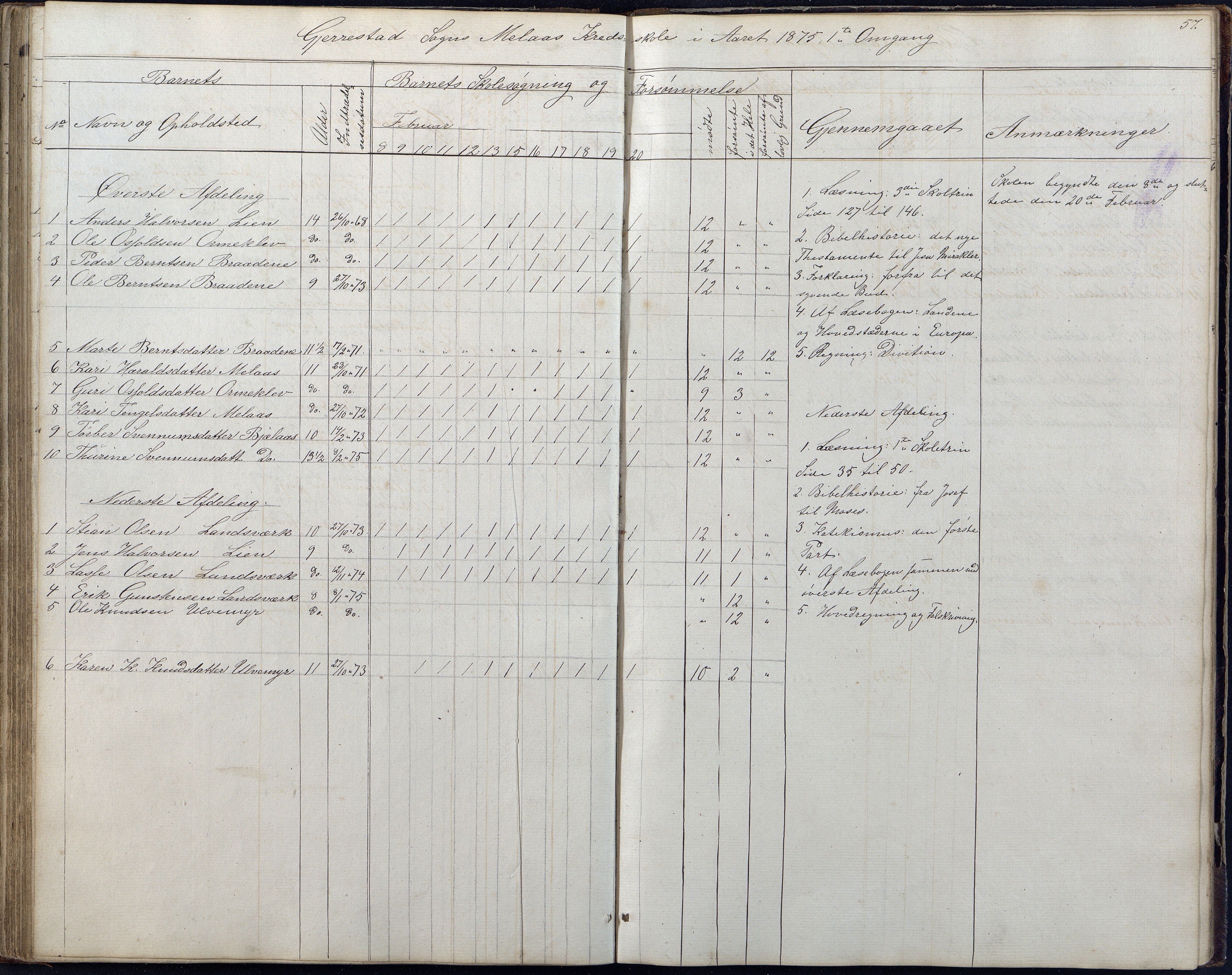 Gjerstad Kommune, Gjerstad Skole, AAKS/KA0911-550a/F01/L0006: Dagbok, 1859-1876, p. 57