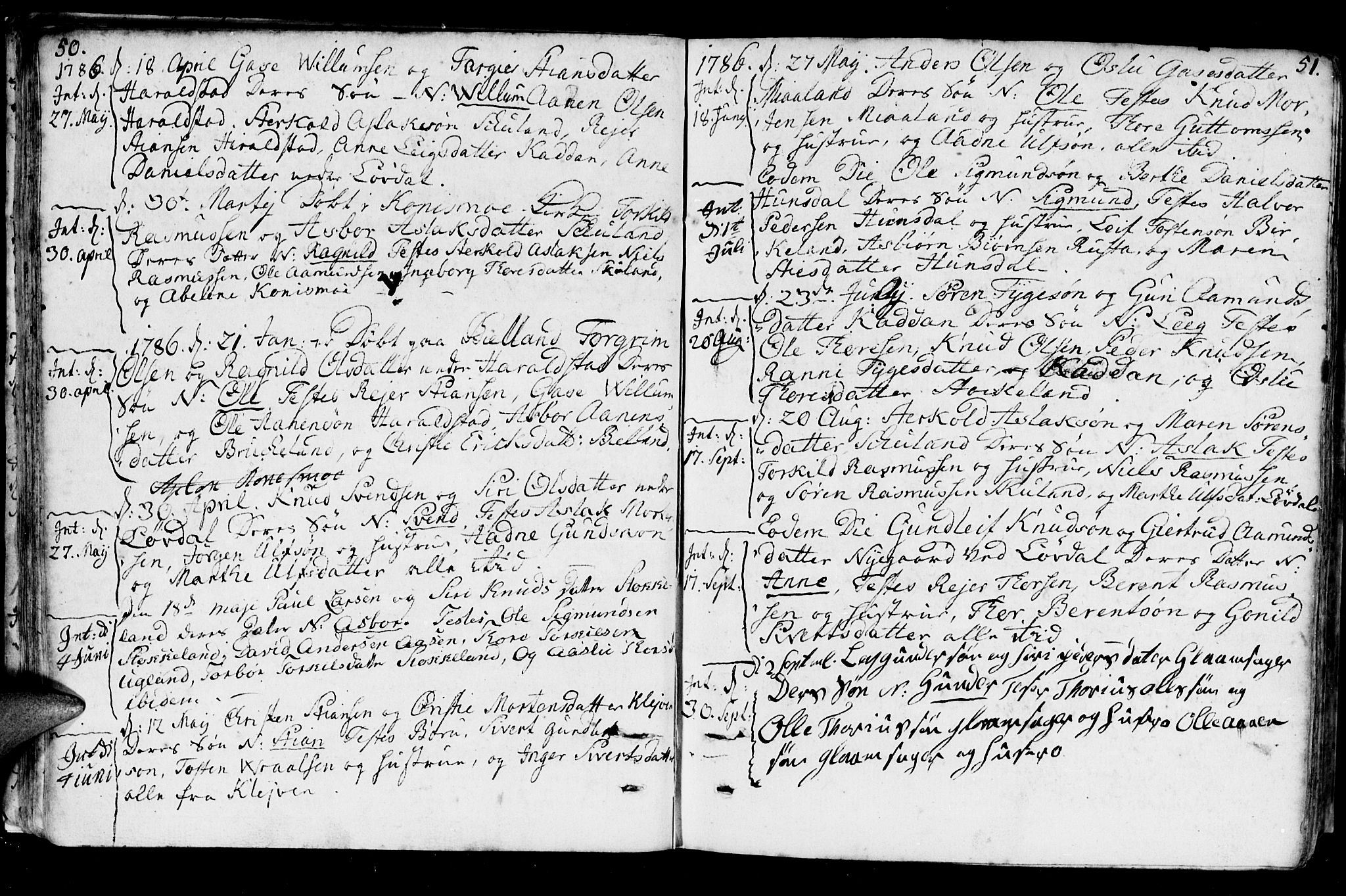 Holum sokneprestkontor, AV/SAK-1111-0022/F/Fa/Fab/L0004: Parish register (official) no. A 4, 1774-1847, p. 50-51