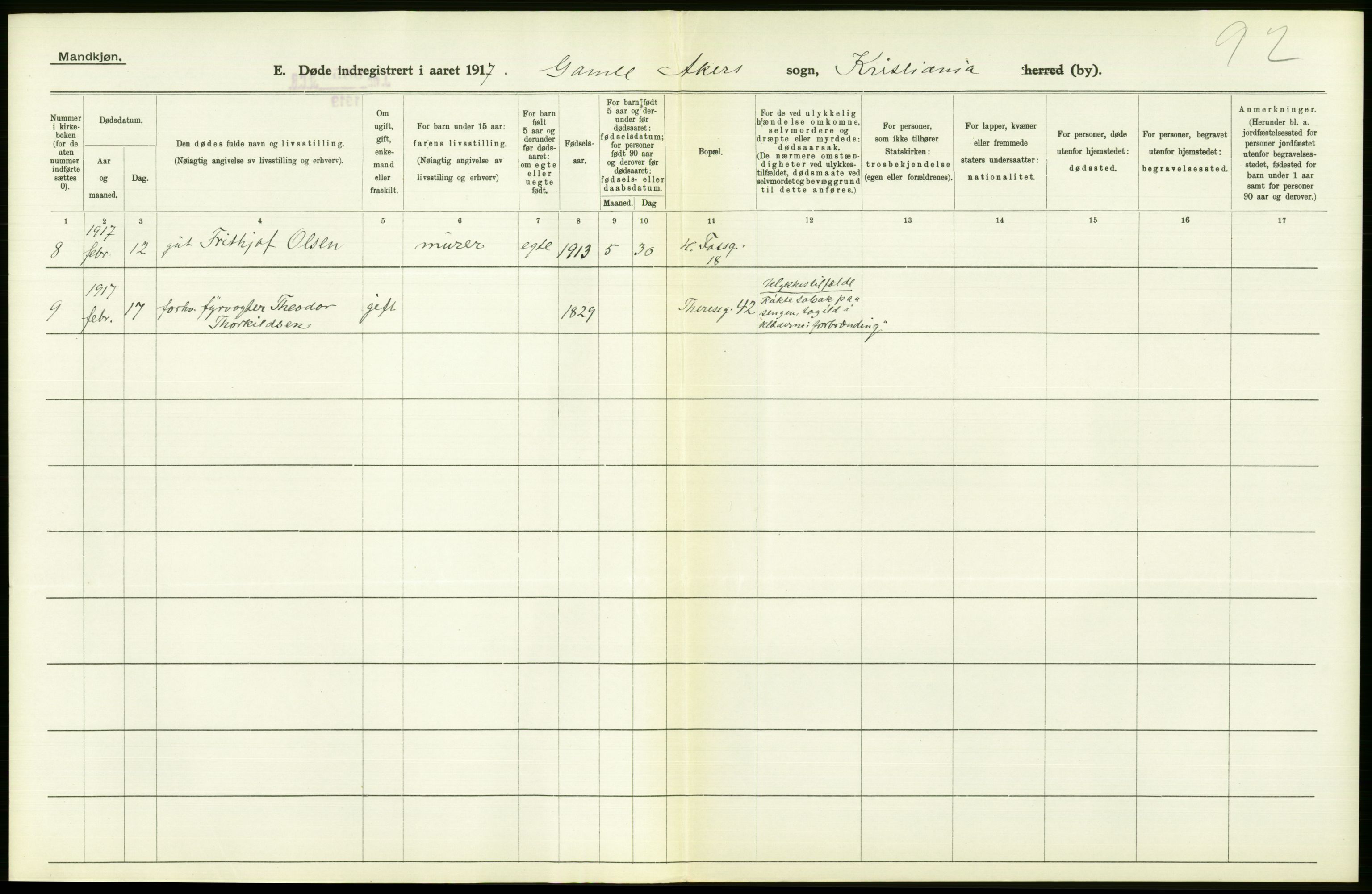 Statistisk sentralbyrå, Sosiodemografiske emner, Befolkning, AV/RA-S-2228/D/Df/Dfb/Dfbg/L0010: Kristiania: Døde, 1917, p. 544