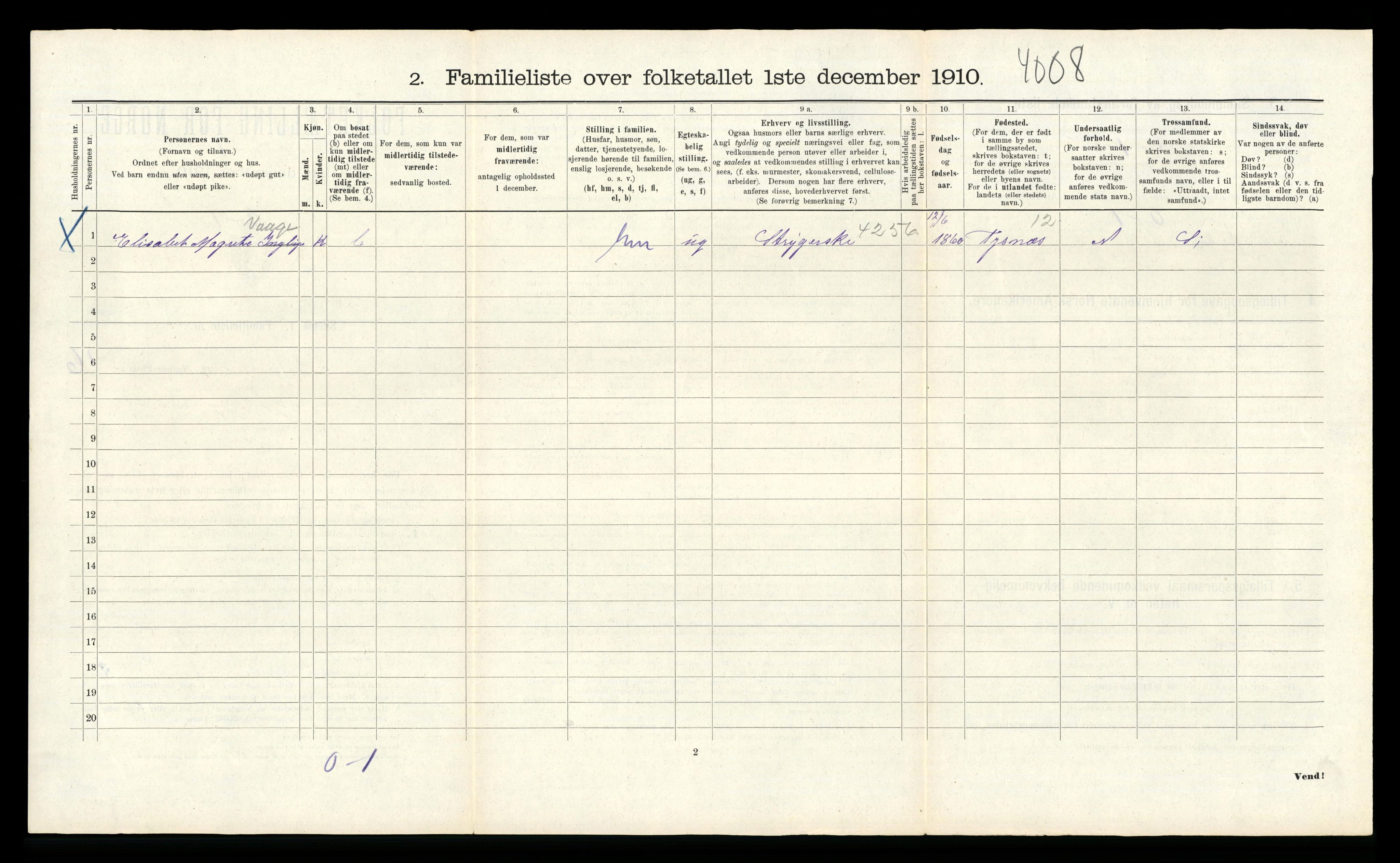 RA, 1910 census for Bergen, 1910, p. 5124