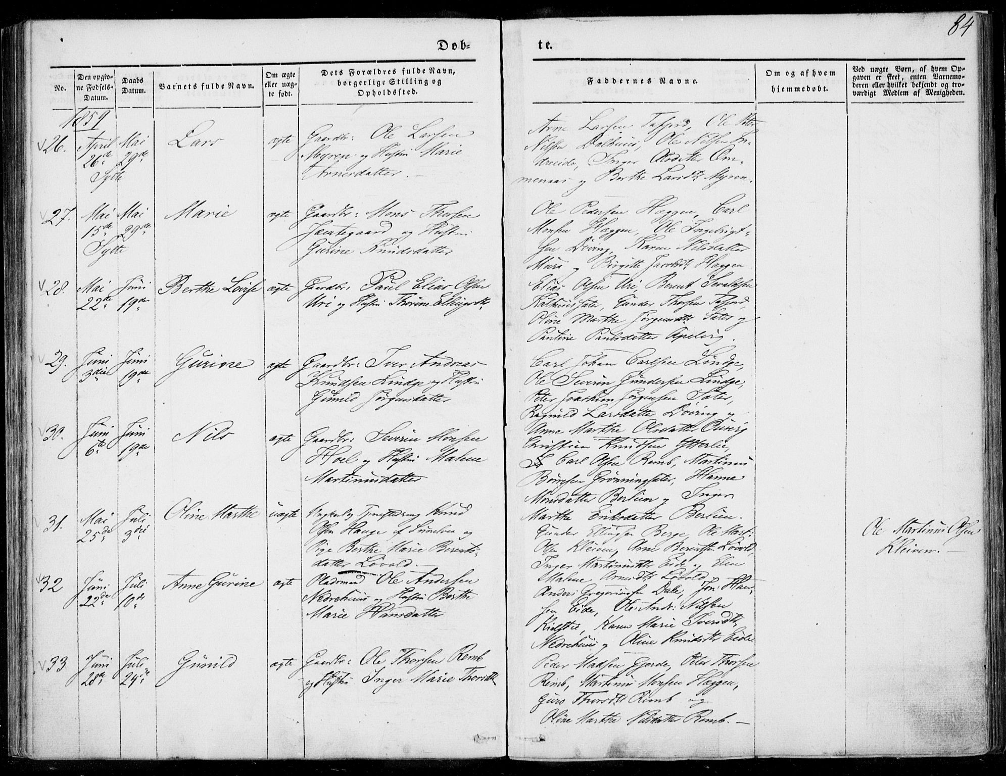 Ministerialprotokoller, klokkerbøker og fødselsregistre - Møre og Romsdal, SAT/A-1454/519/L0249: Parish register (official) no. 519A08, 1846-1868, p. 84