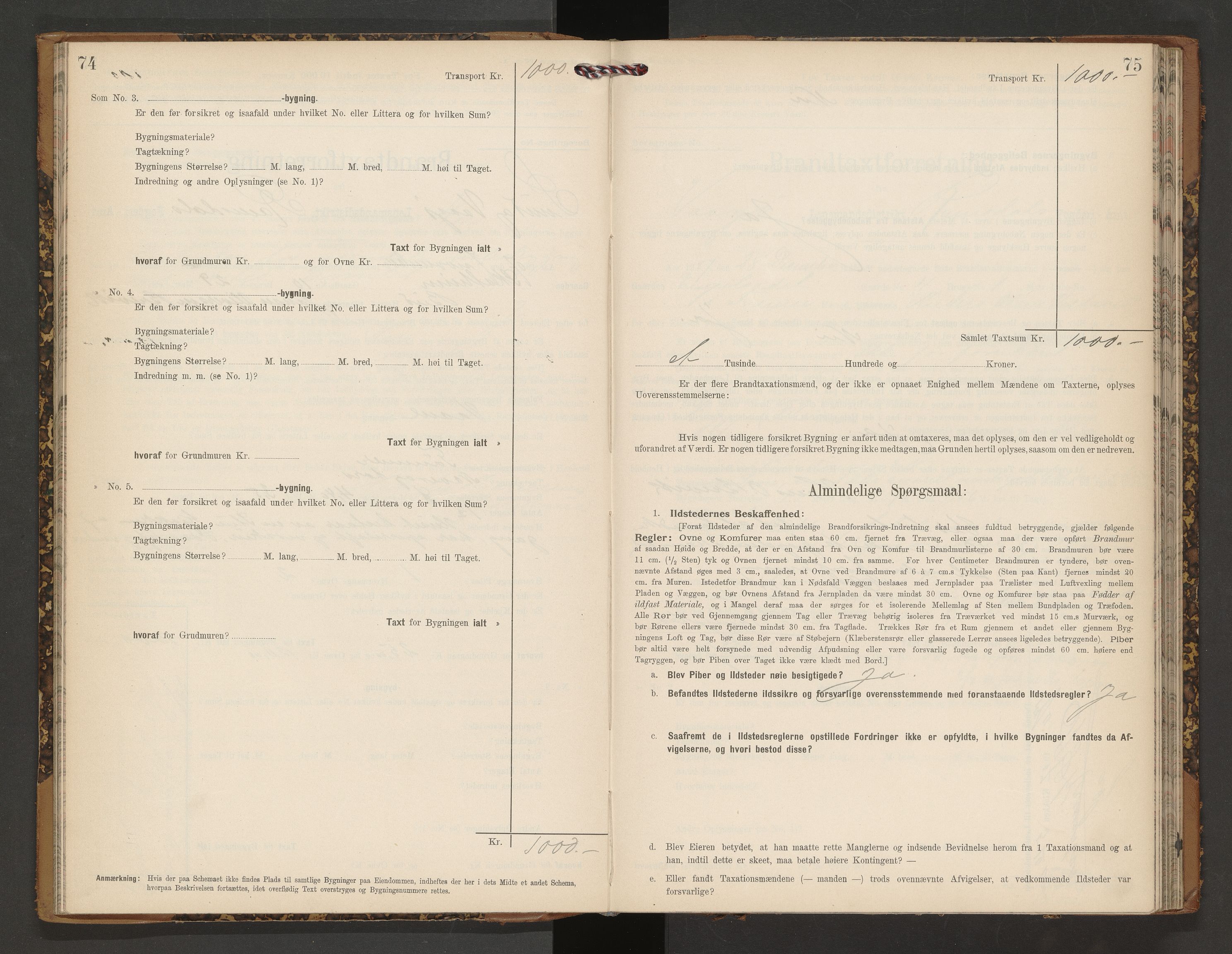 Norges Brannkasse Vågøy og Sund, AV/SAT-A-5504/Fb/L0002: Branntakstprotokoll, 1904-1913, p. 74-75
