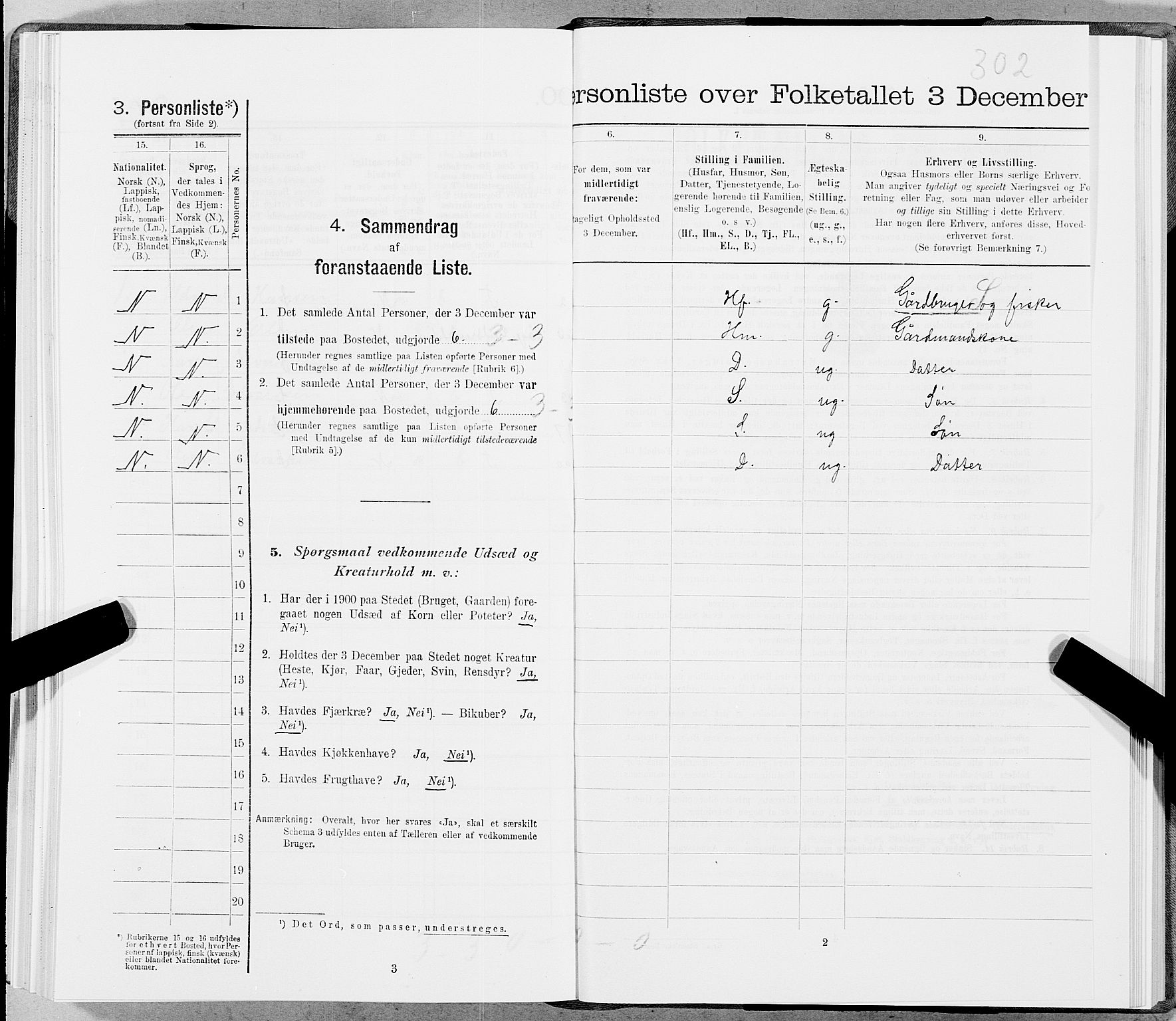 SAT, 1900 census for Steigen, 1900, p. 329