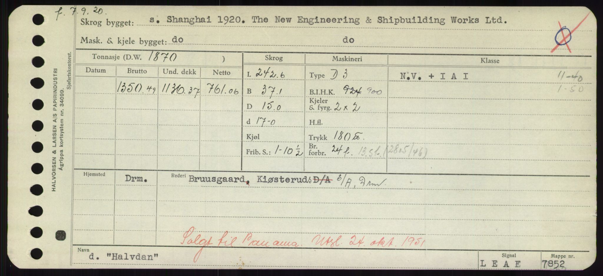 Sjøfartsdirektoratet med forløpere, Skipsmålingen, RA/S-1627/H/Hd/L0014: Fartøy, H-Havl, p. 153