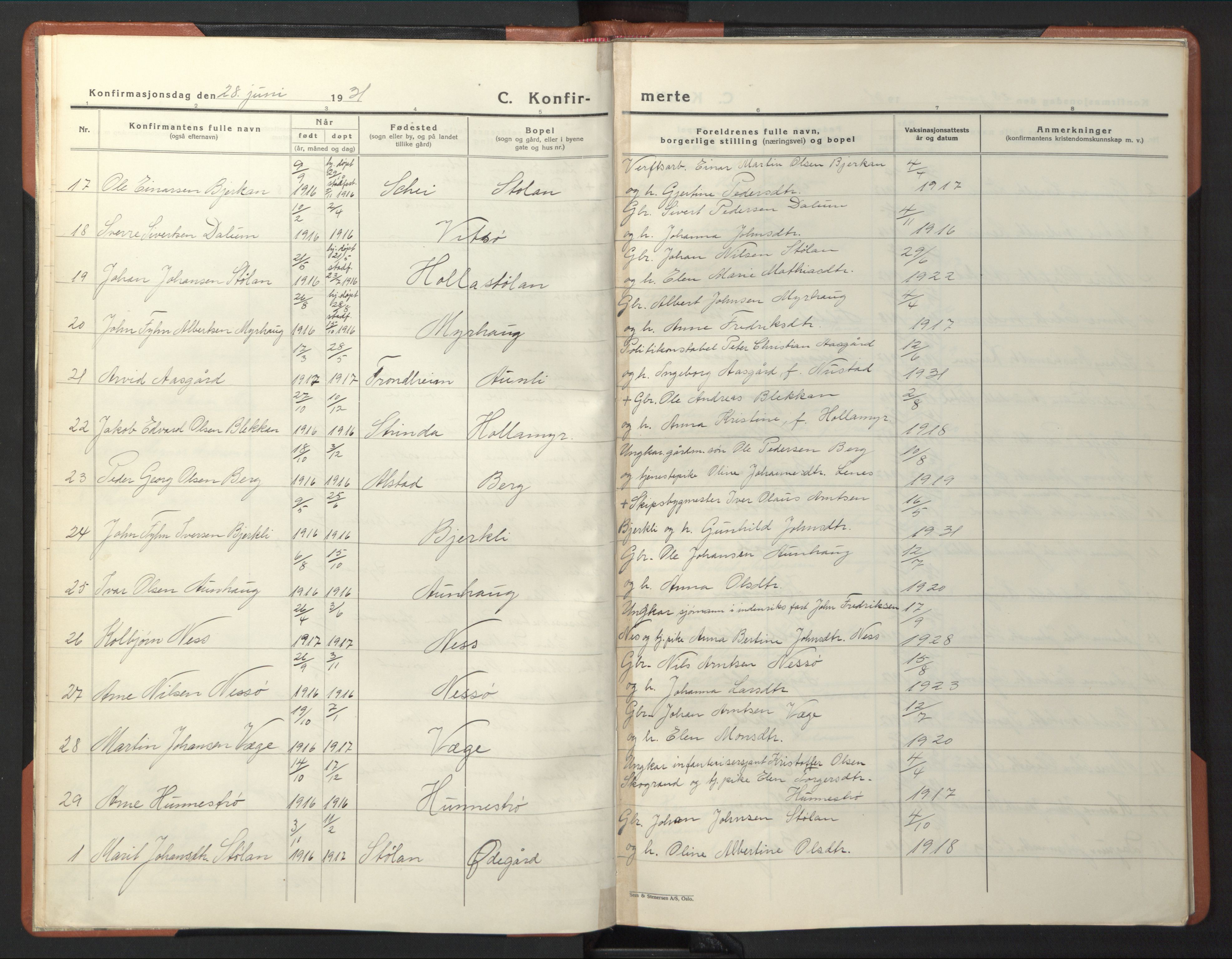 Ministerialprotokoller, klokkerbøker og fødselsregistre - Sør-Trøndelag, SAT/A-1456/630/L0507: Parish register (copy) no. 630C05, 1921-1946