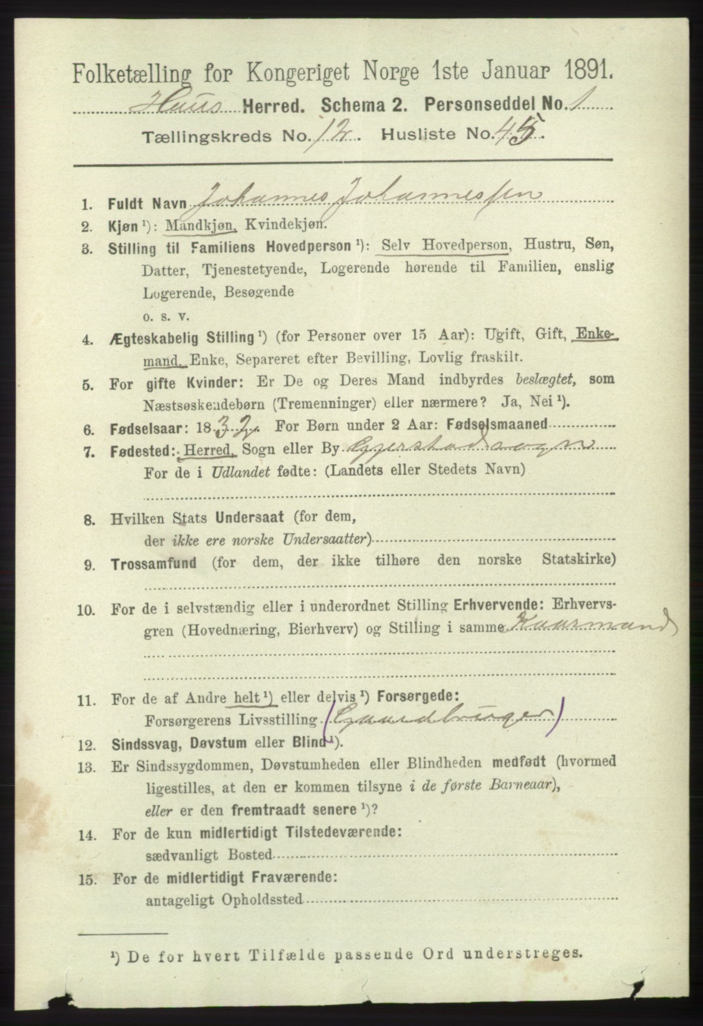 RA, 1891 census for 1250 Haus, 1891, p. 5516