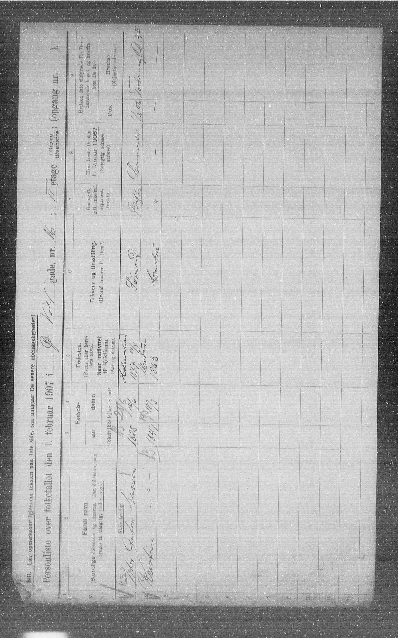 OBA, Municipal Census 1907 for Kristiania, 1907, p. 66100