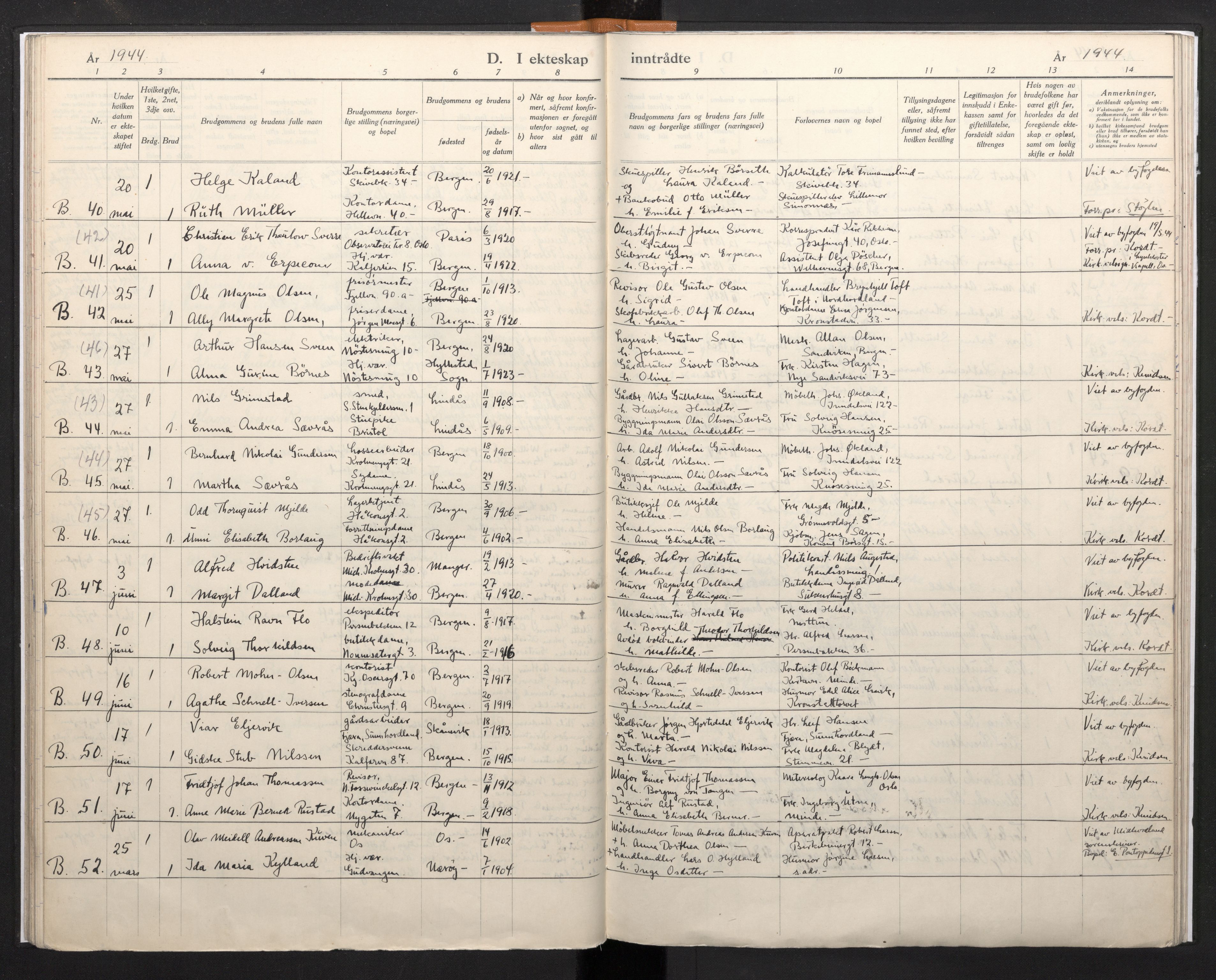 Domkirken sokneprestembete, AV/SAB-A-74801/H/Haa/L0017: Parish register (official) no. A 16, 1944-1945