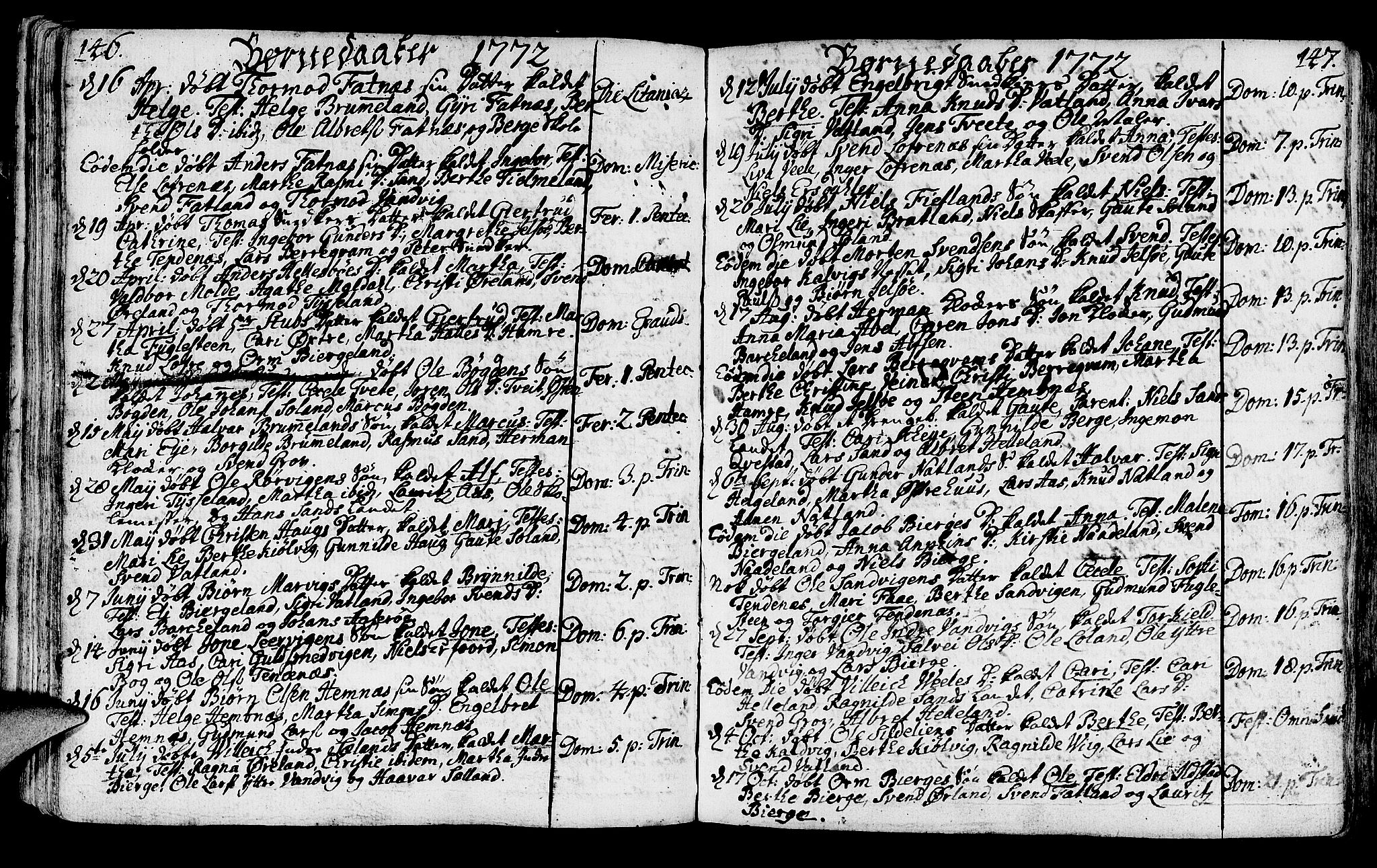 Jelsa sokneprestkontor, SAST/A-101842/01/IV: Parish register (official) no. A 3, 1768-1796, p. 146-147