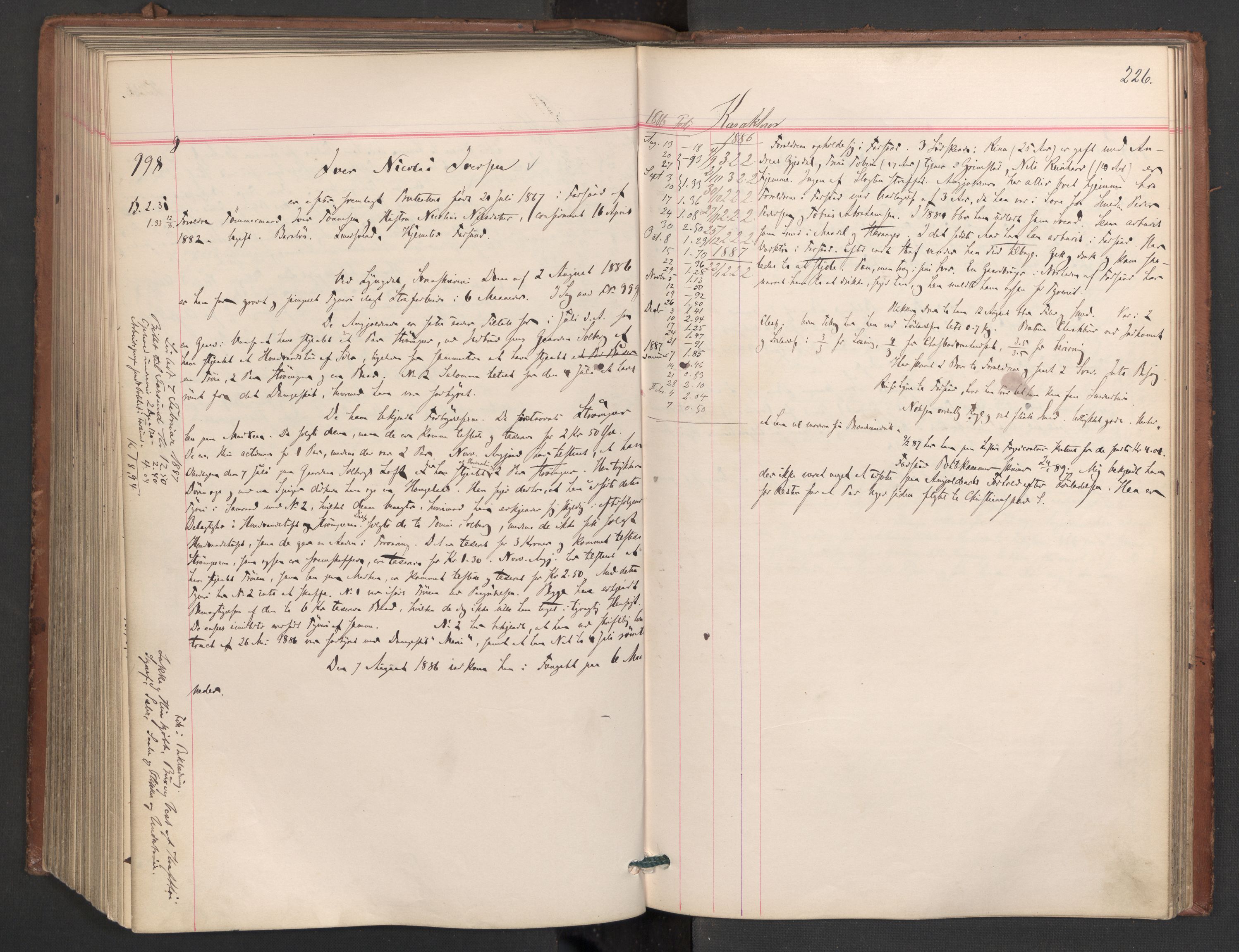 Botsfengslet, AV/RA-S-1539/D/Db/Dbb/L0023: 774g - 57h, 1885-1886, p. 226