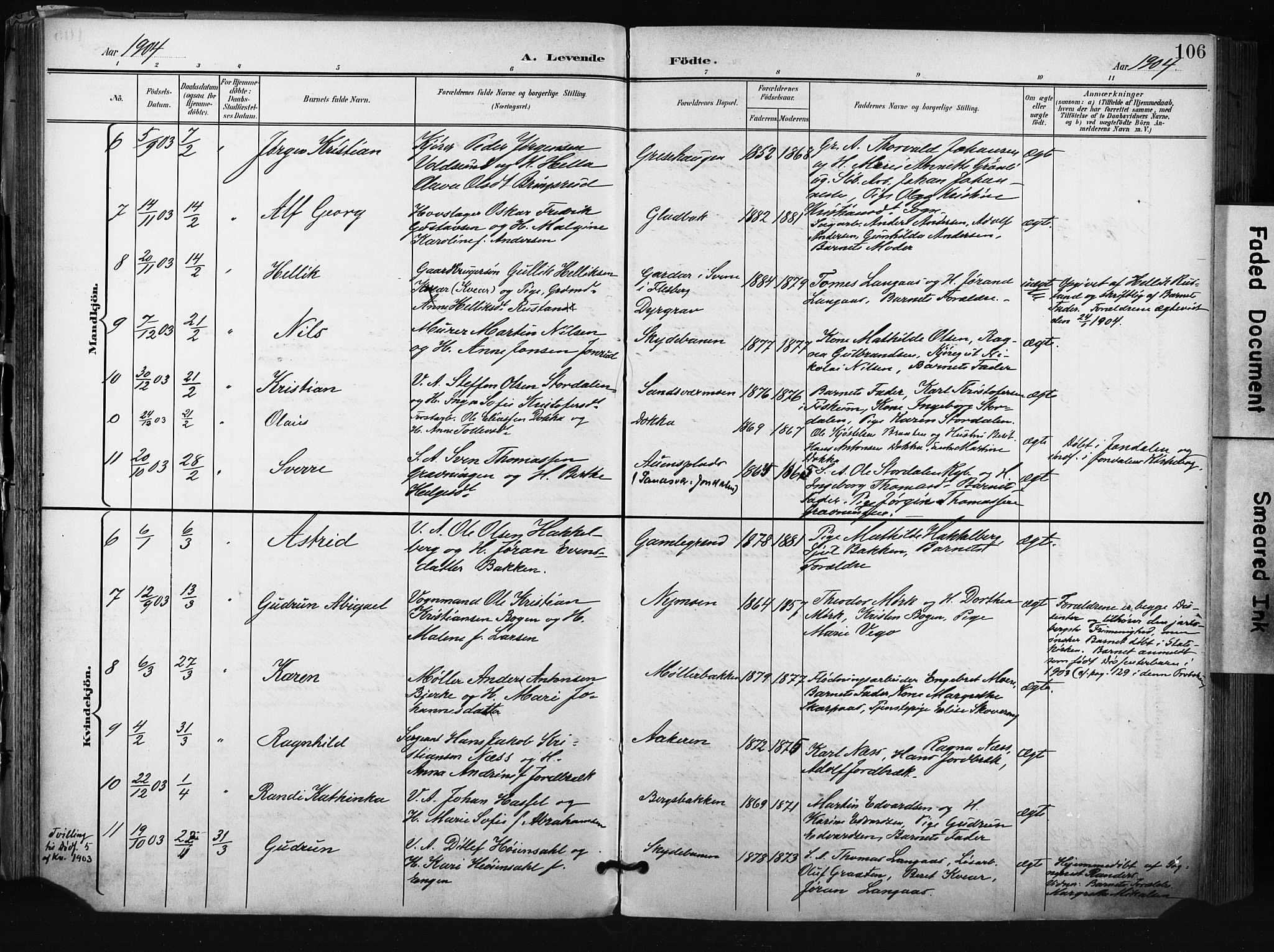 Kongsberg kirkebøker, AV/SAKO-A-22/F/Fb/L0003: Parish register (official) no. II 3, 1896-1905, p. 106