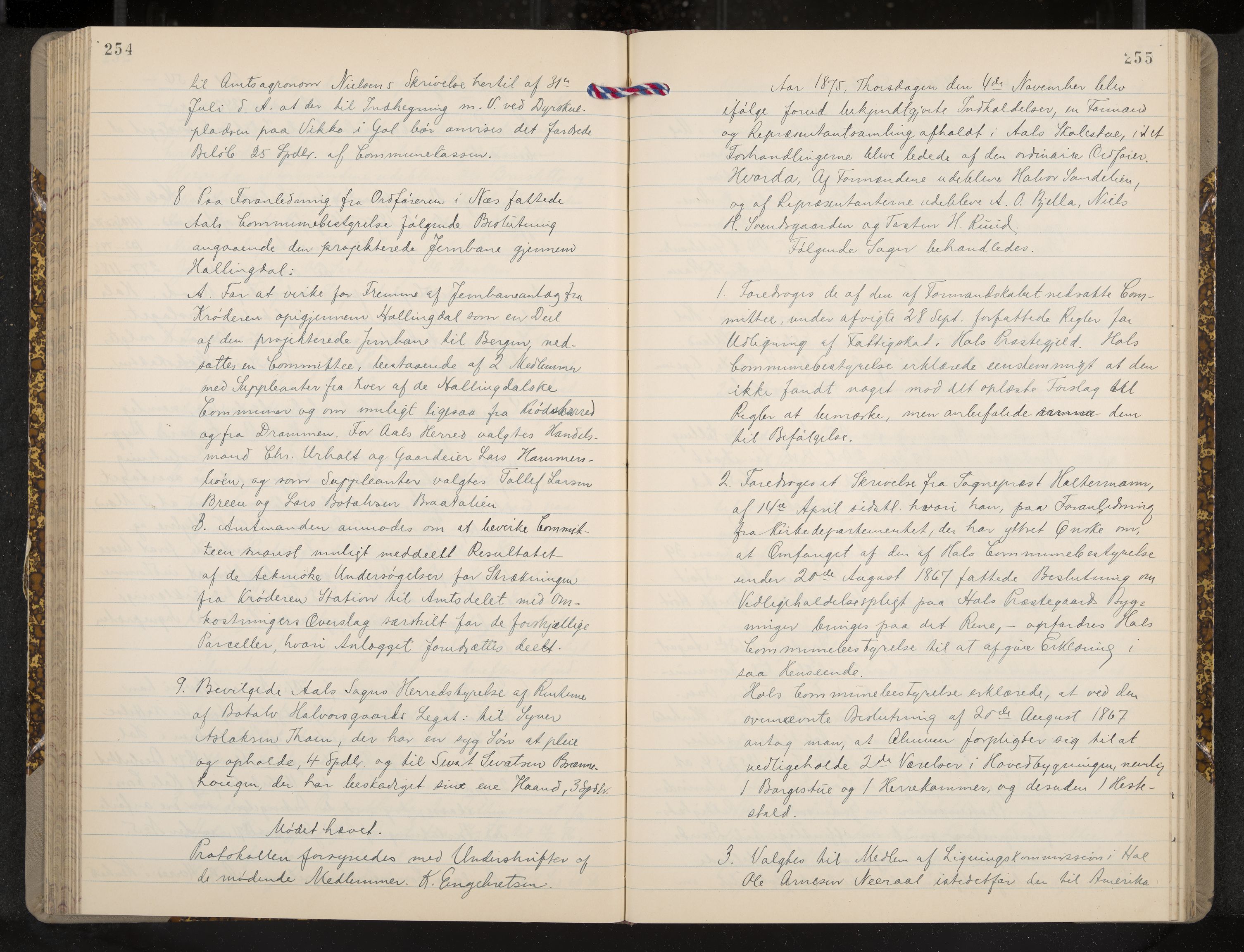 Ål formannskap og sentraladministrasjon, IKAK/0619021/A/Aa/L0003: Utskrift av møtebok, 1864-1880, p. 254-255