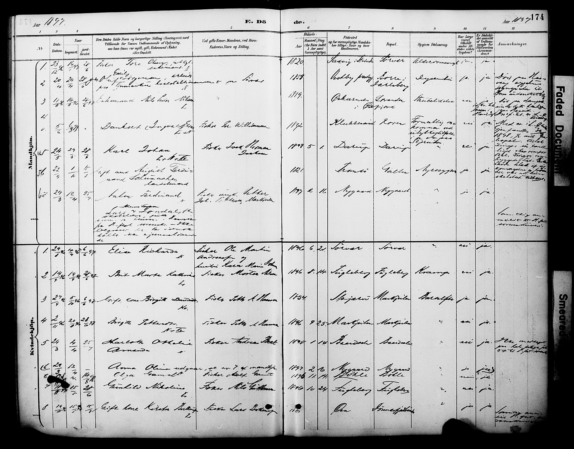 Loppa sokneprestkontor, SATØ/S-1339/H/Ha/L0008kirke: Parish register (official) no. 8, 1889-1907, p. 174
