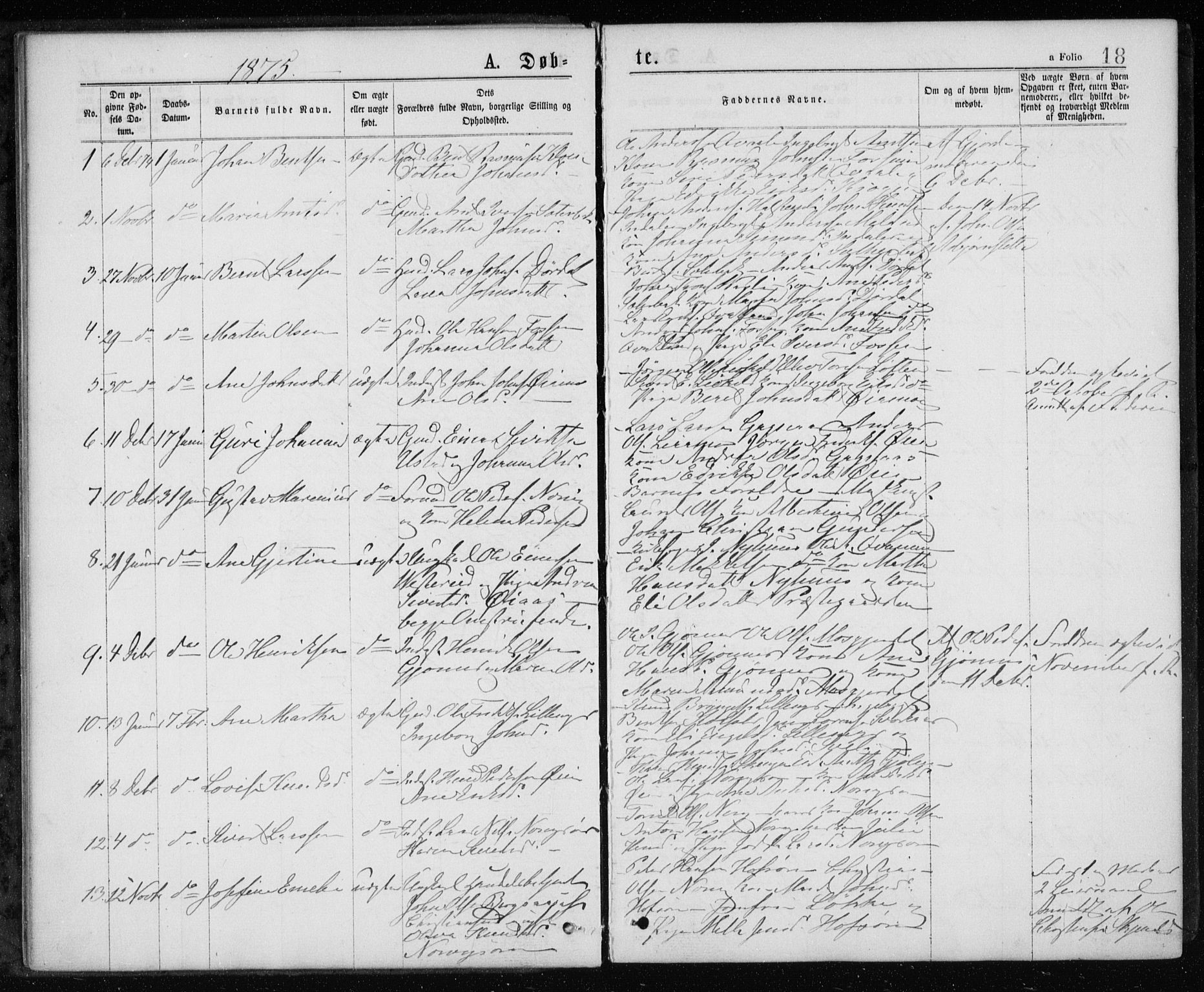 Ministerialprotokoller, klokkerbøker og fødselsregistre - Sør-Trøndelag, AV/SAT-A-1456/668/L0817: Parish register (copy) no. 668C06, 1873-1884, p. 18